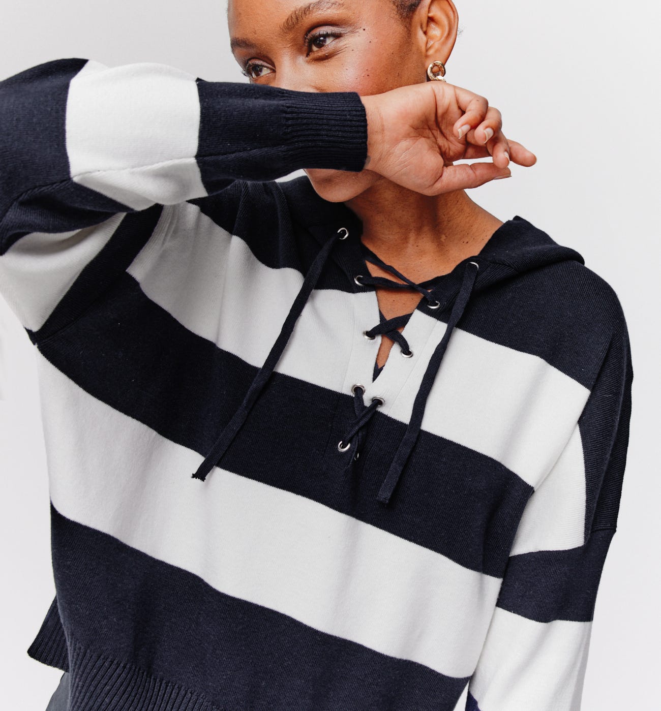 Striped hooded jumper