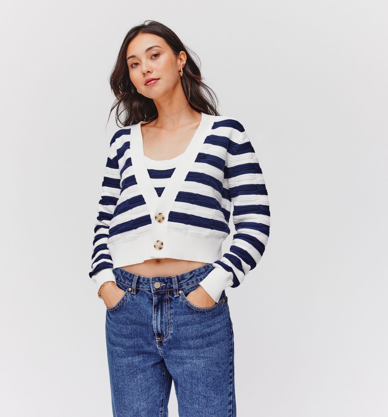 Short striped cardigan