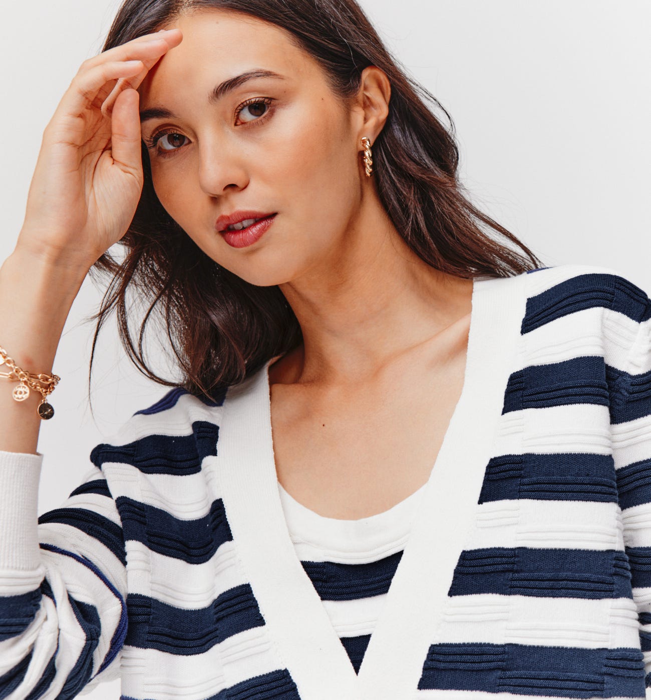 Short striped cardigan