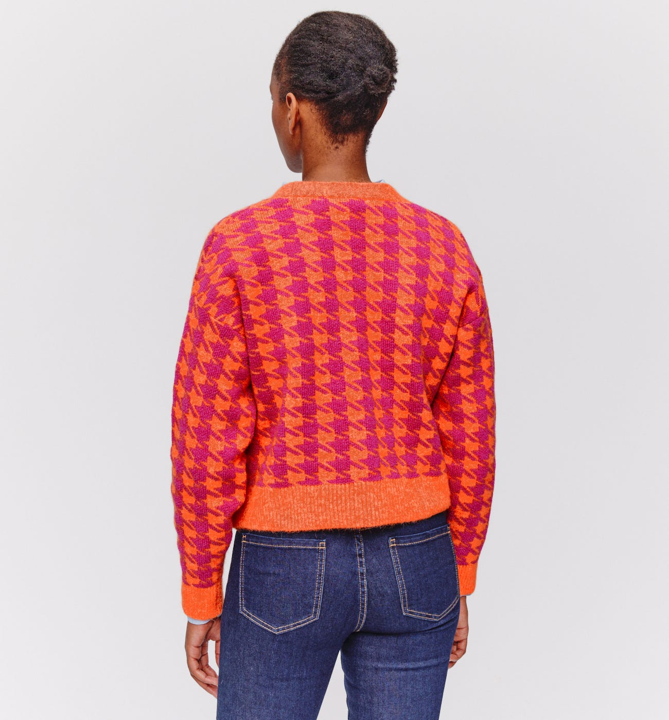 Checked jacquard cardigan