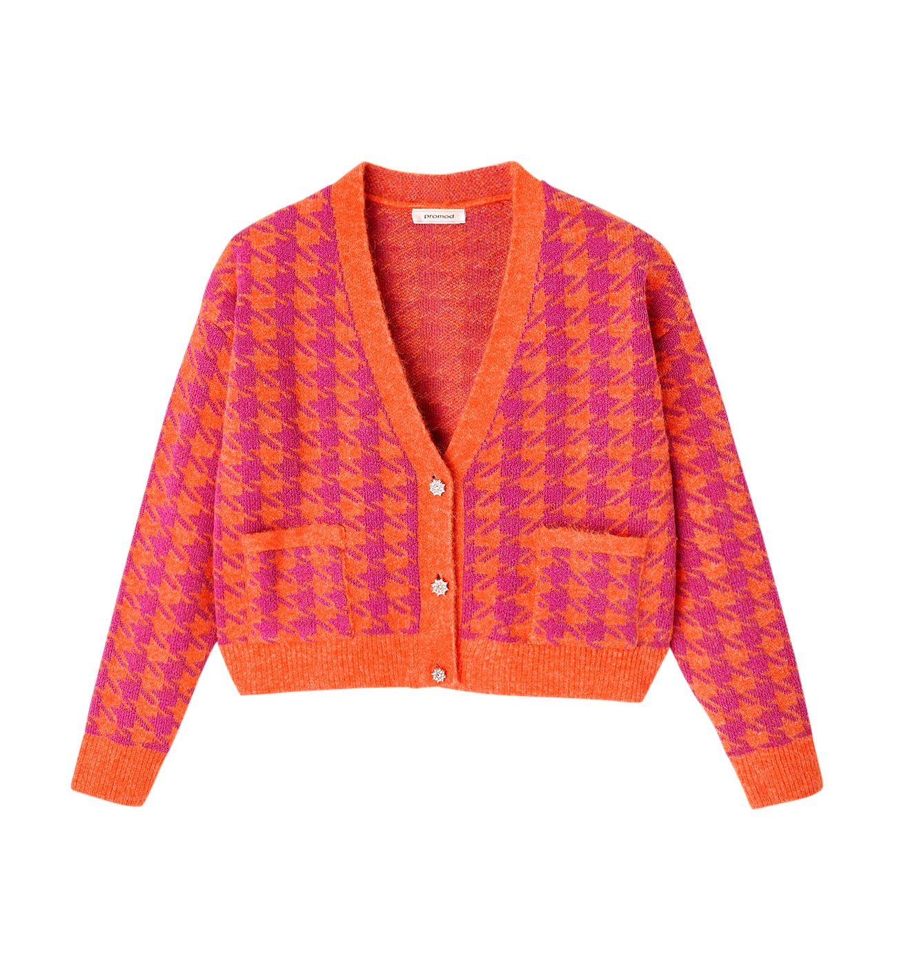 Checked jacquard cardigan