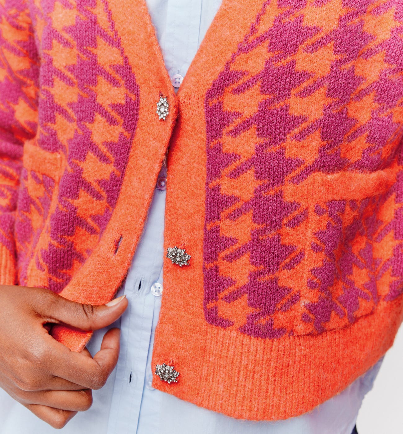 Checked jacquard cardigan