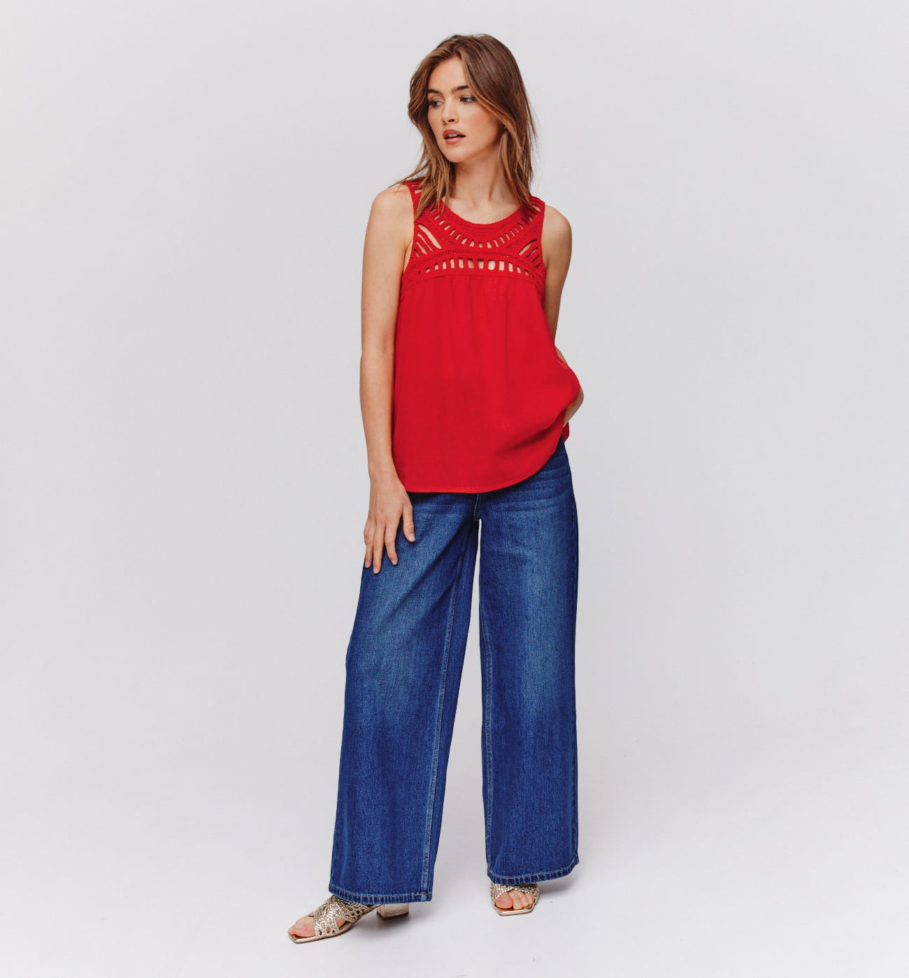 Top crêpe dettagllio crochet