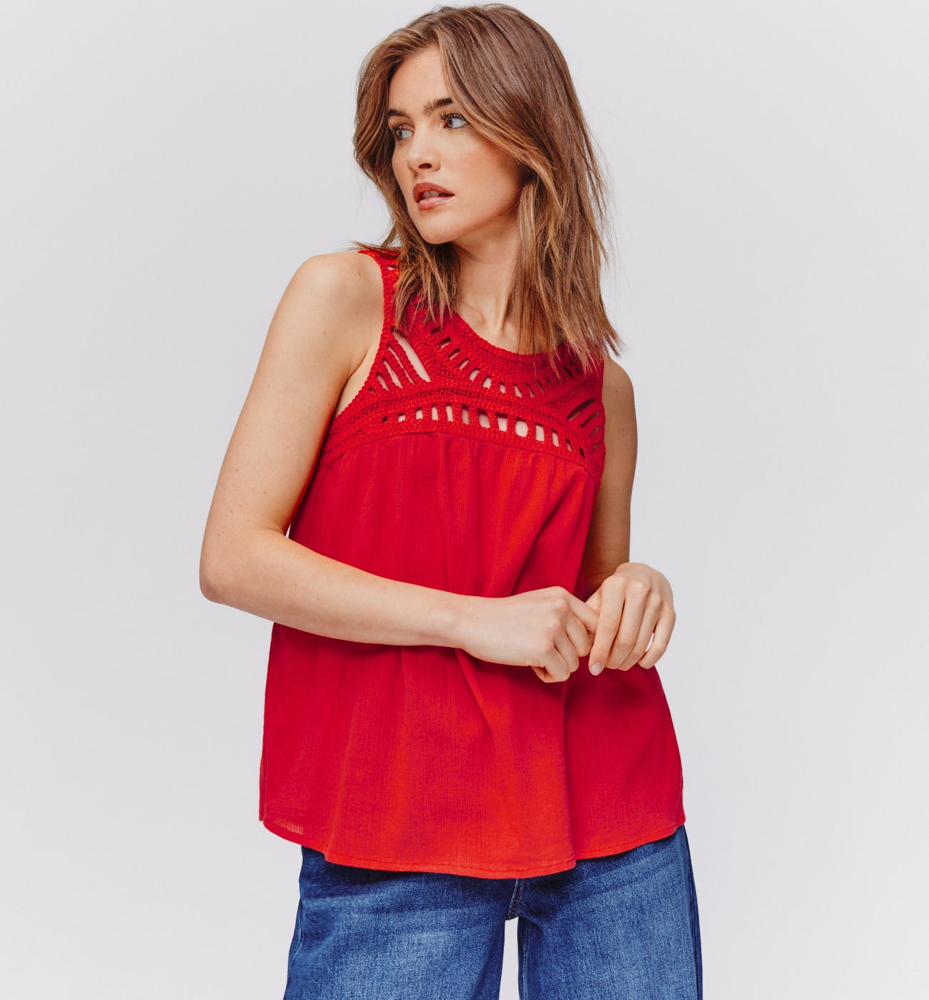 Top crêpe dettagllio crochet