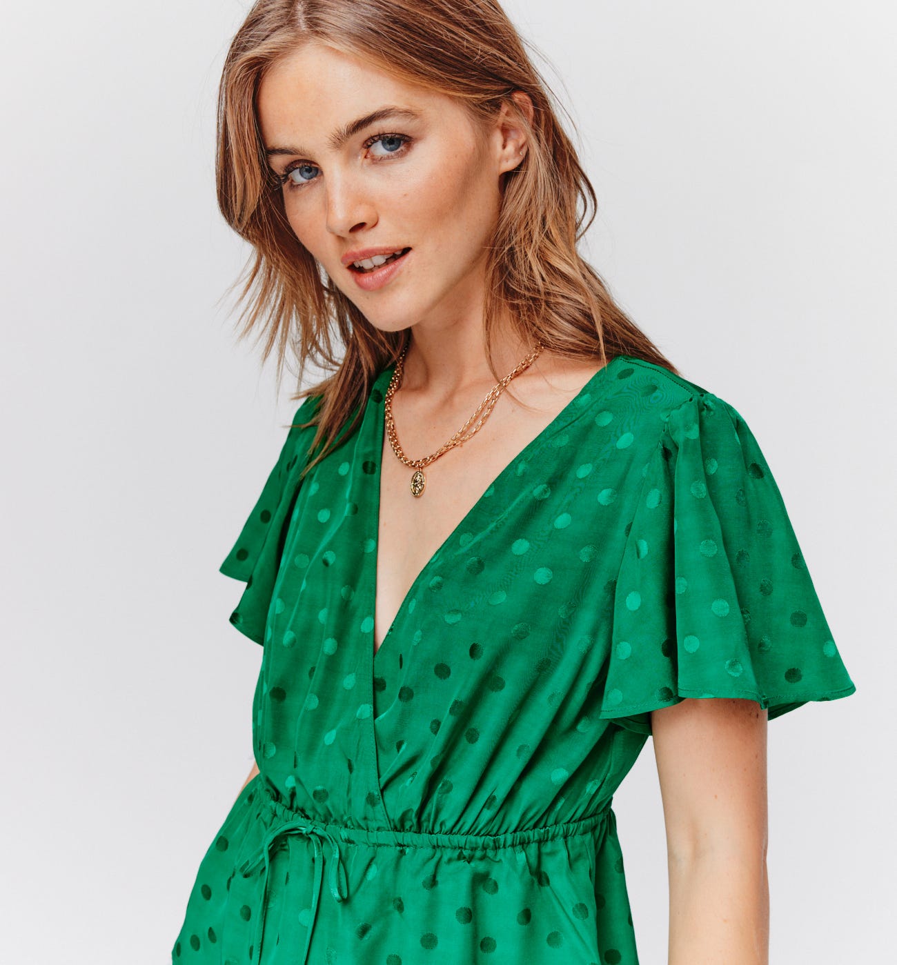 Blusa a pois effetto seta