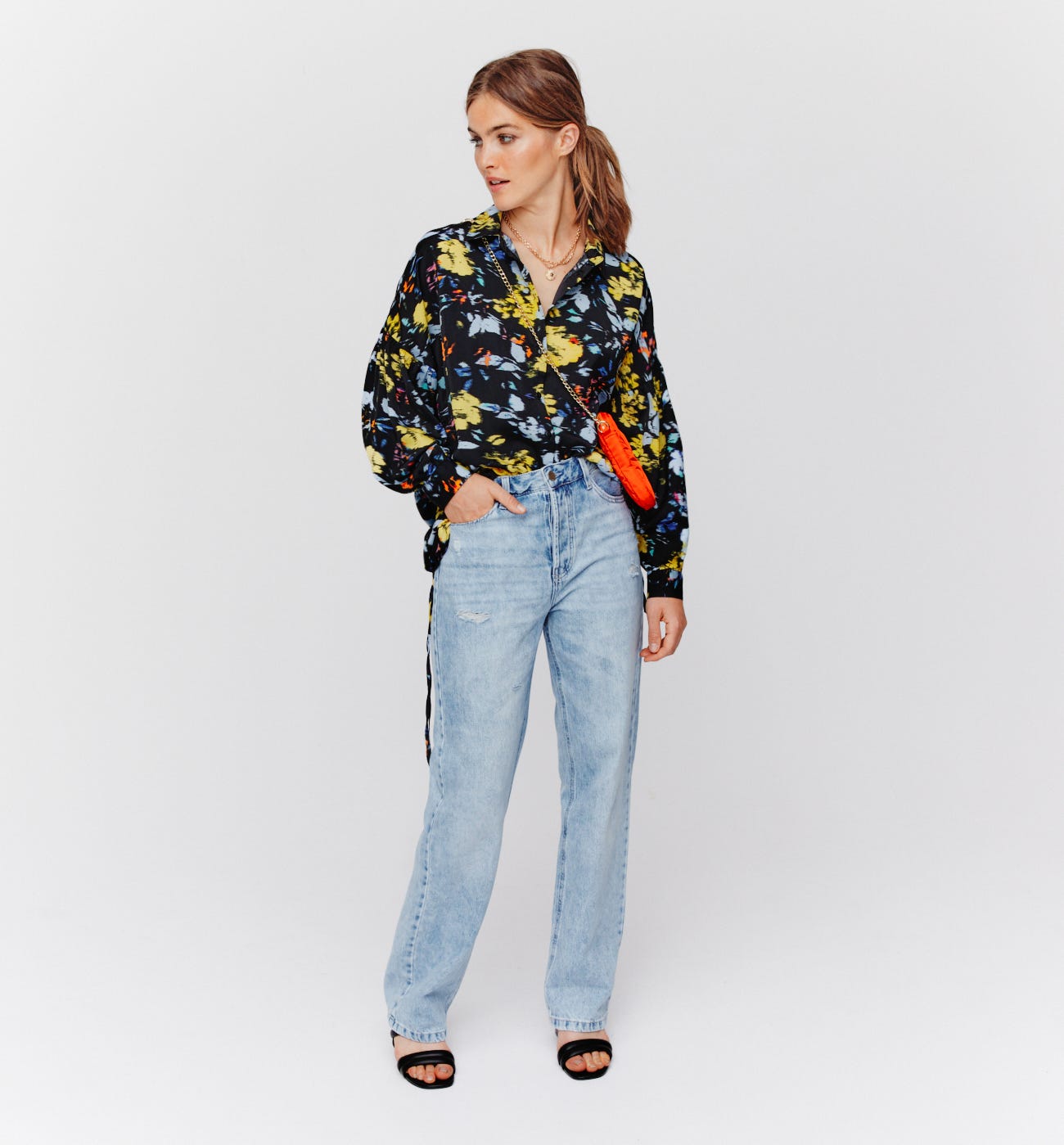 Seidige Longbluse