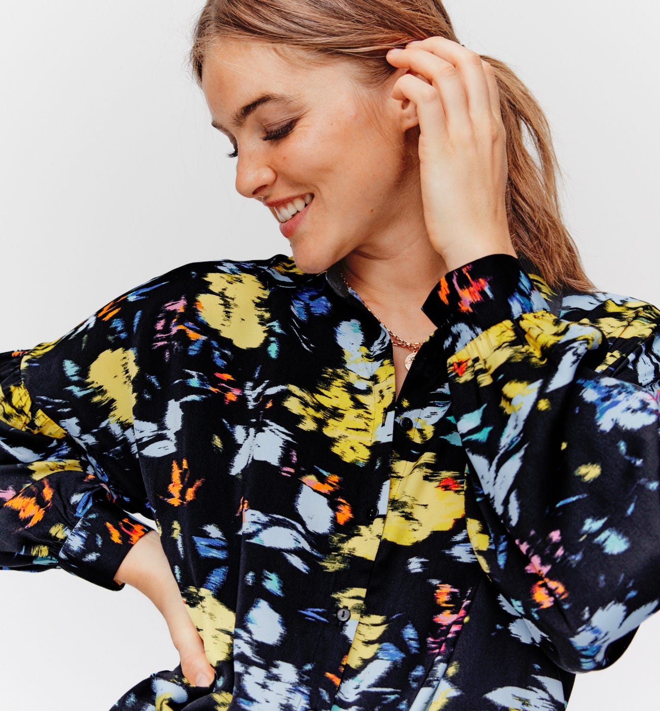 Seidige Longbluse