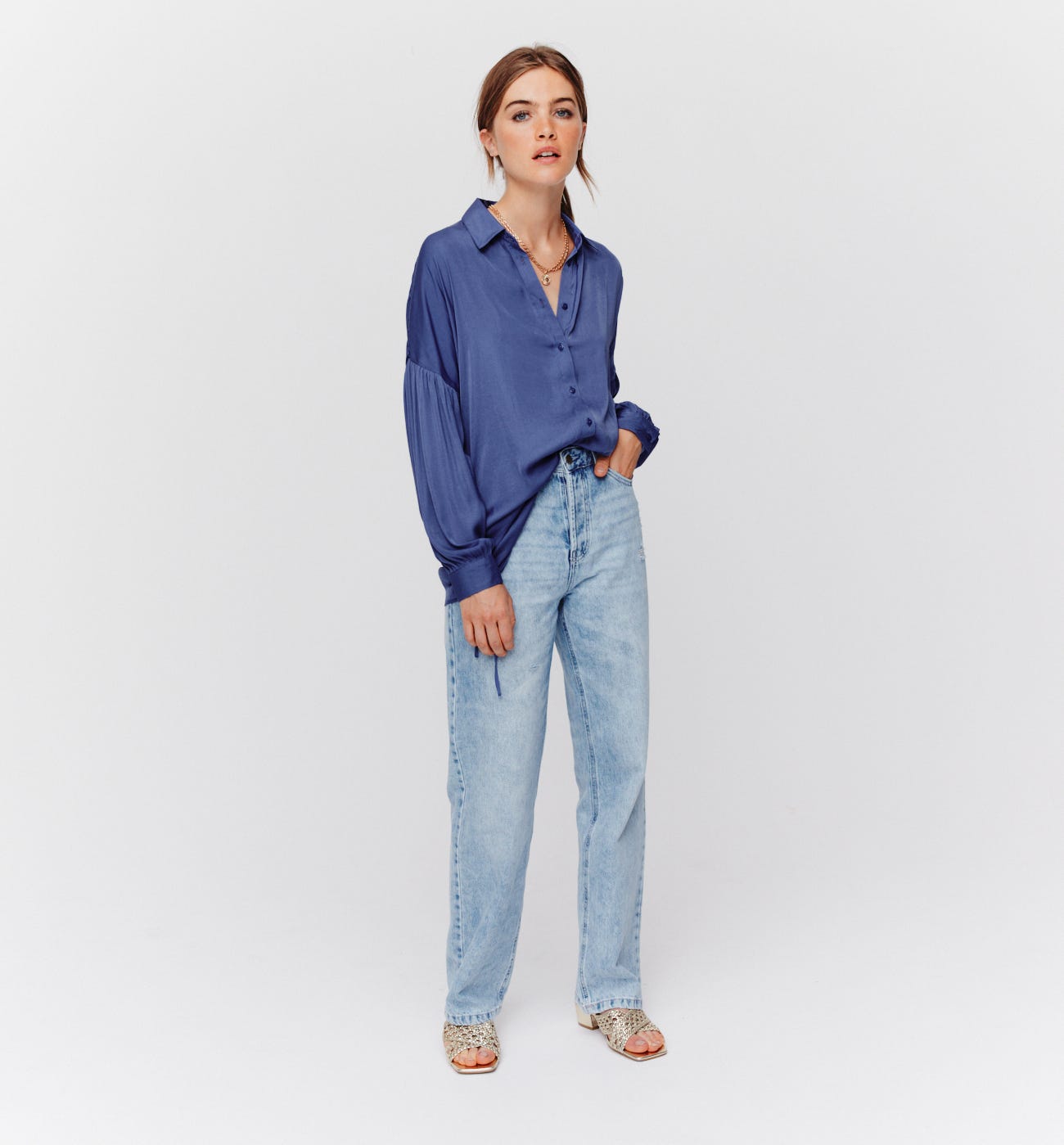 Seidige Longbluse