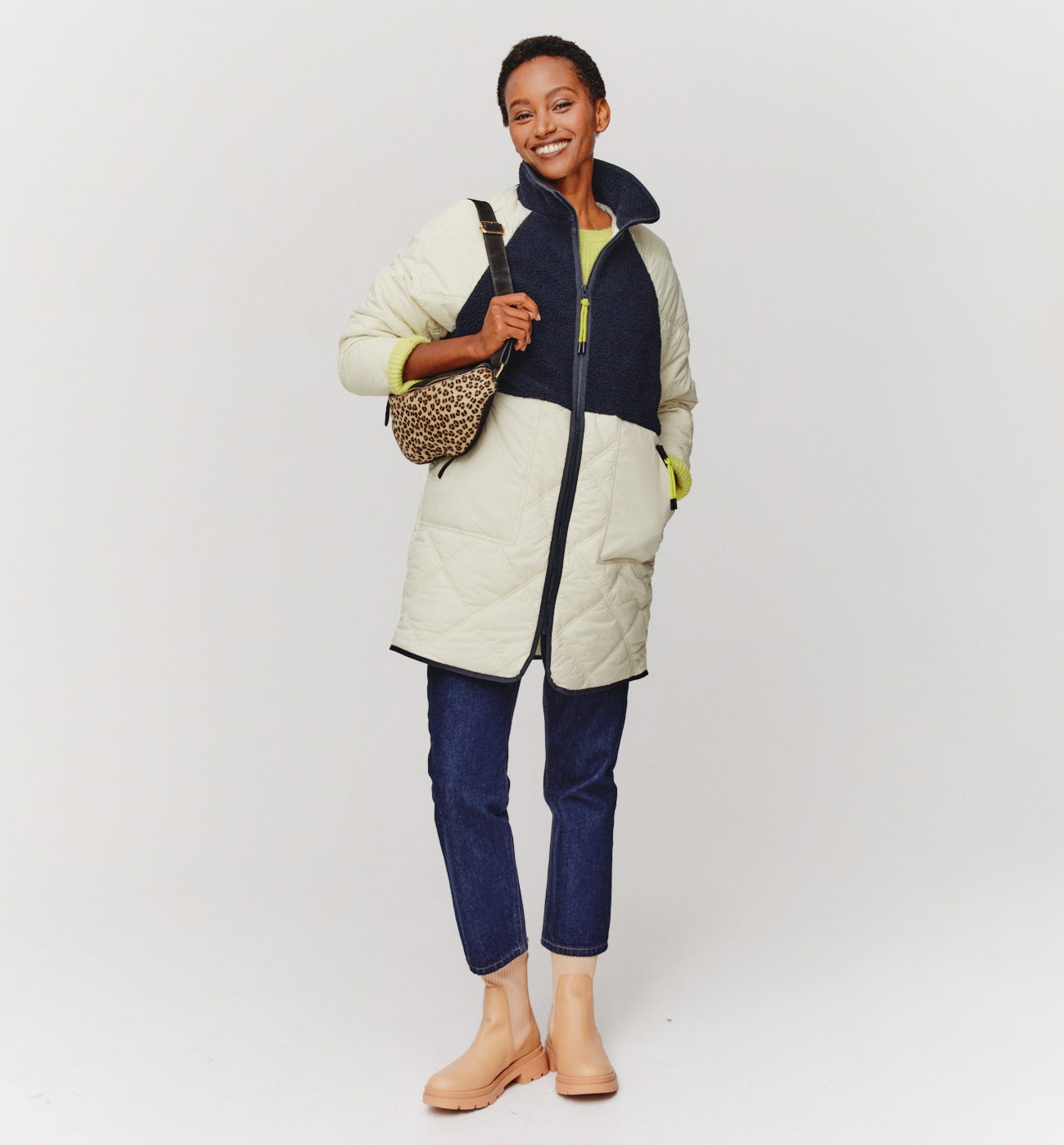 Bicolor padded parka