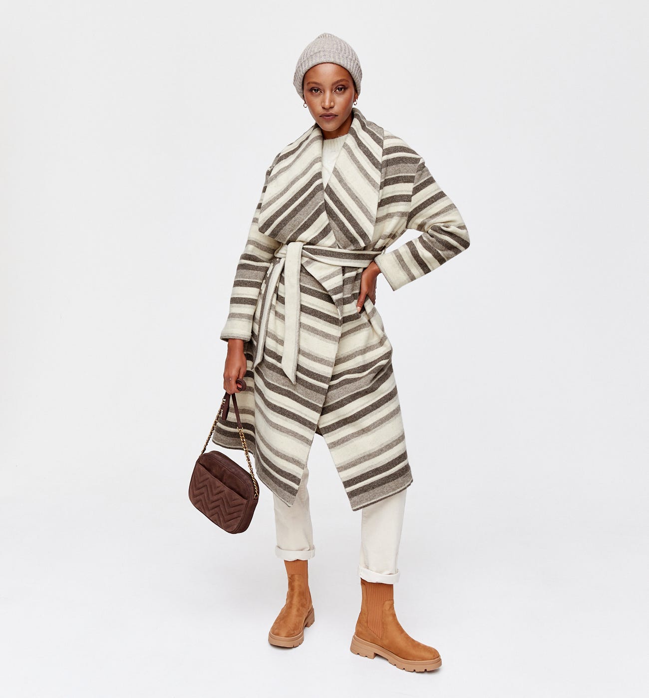 Manteau en laine à rayures