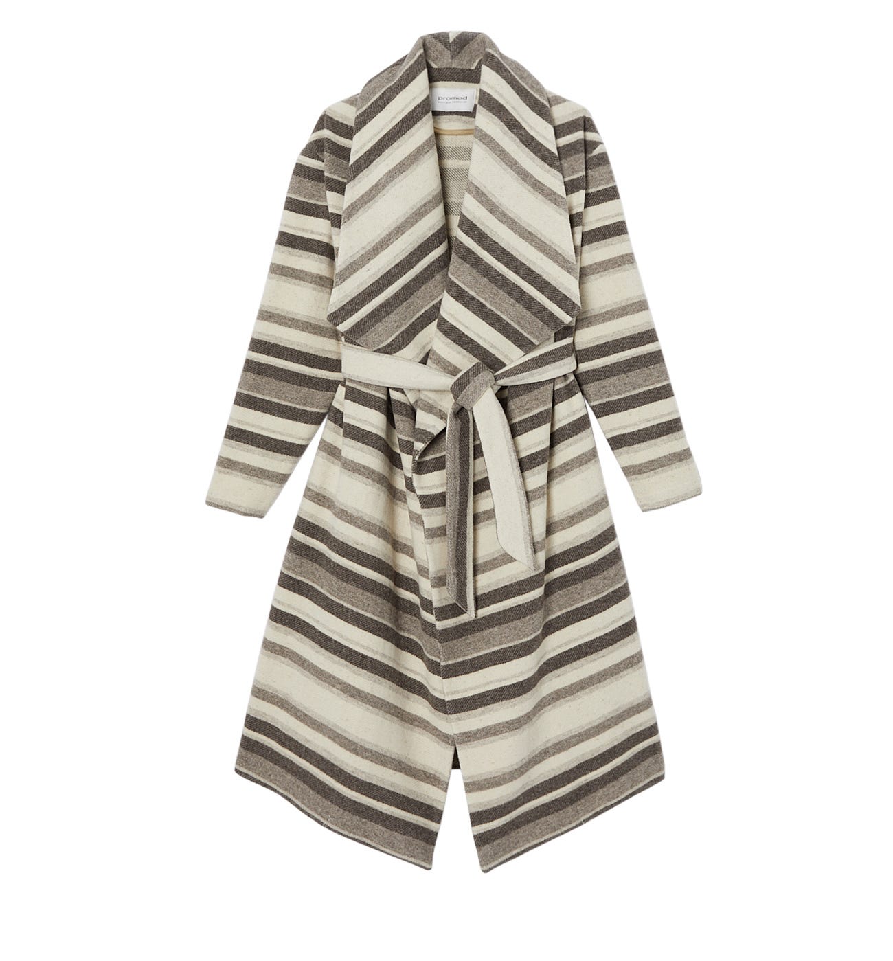 Striped wool-blend coat
