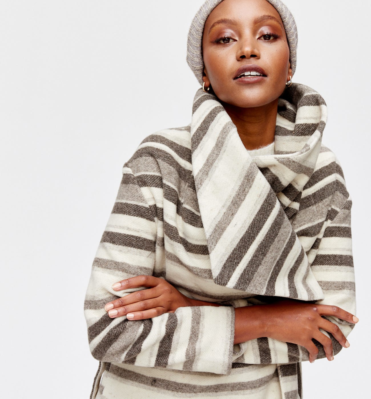 Manteau en laine à rayures