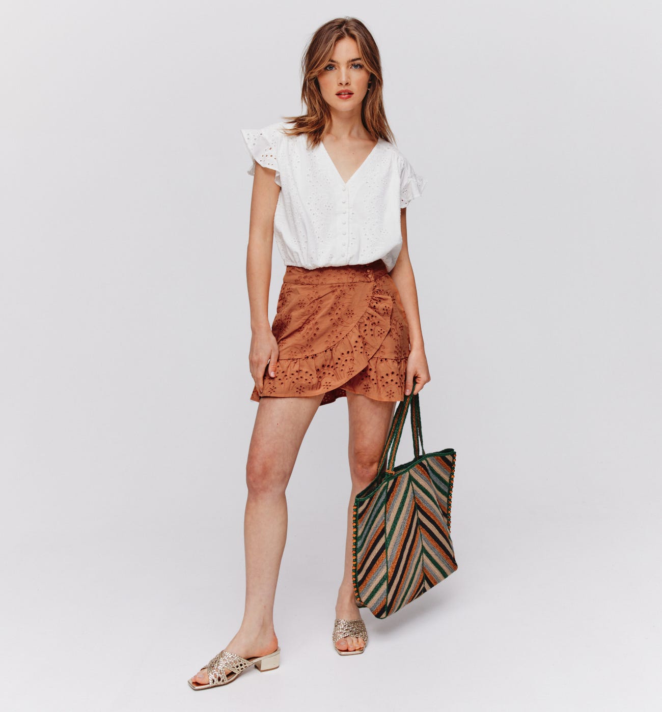 Broderie anglaise mini skirt