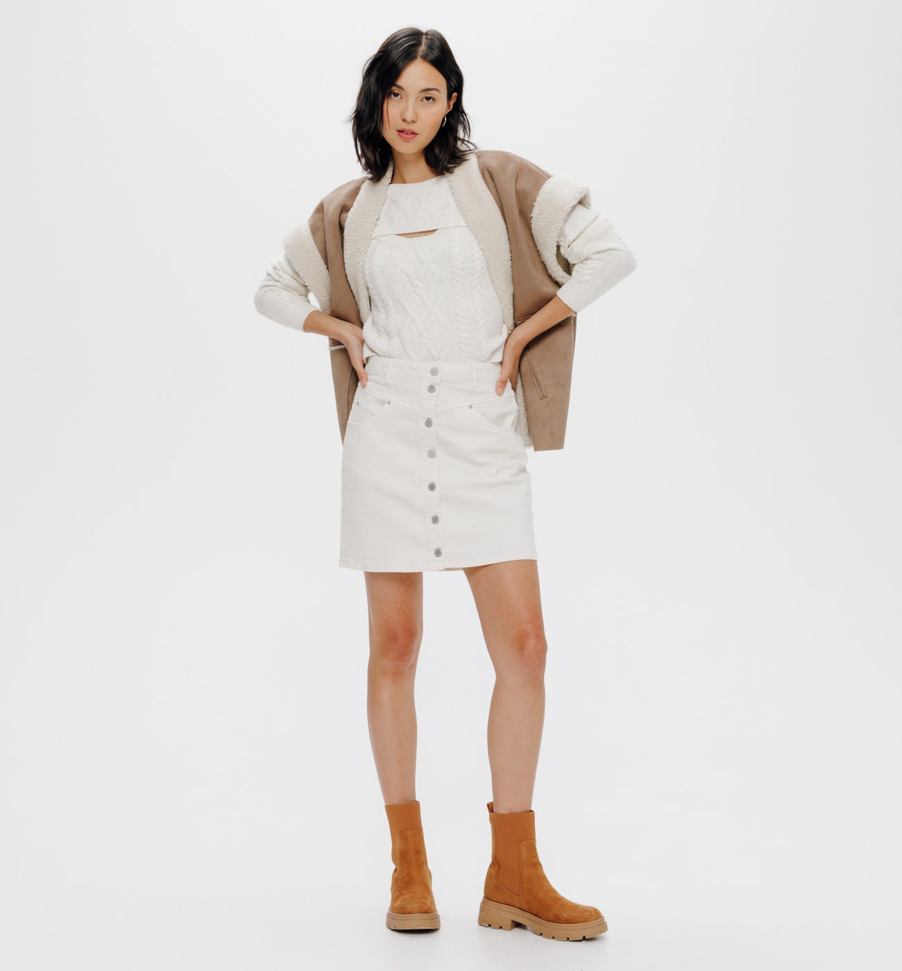 Mini-jupe en toile Femme