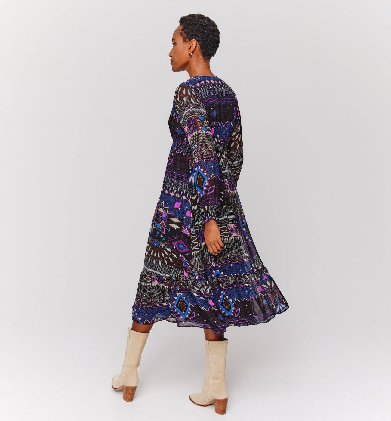 Patterned voile dress