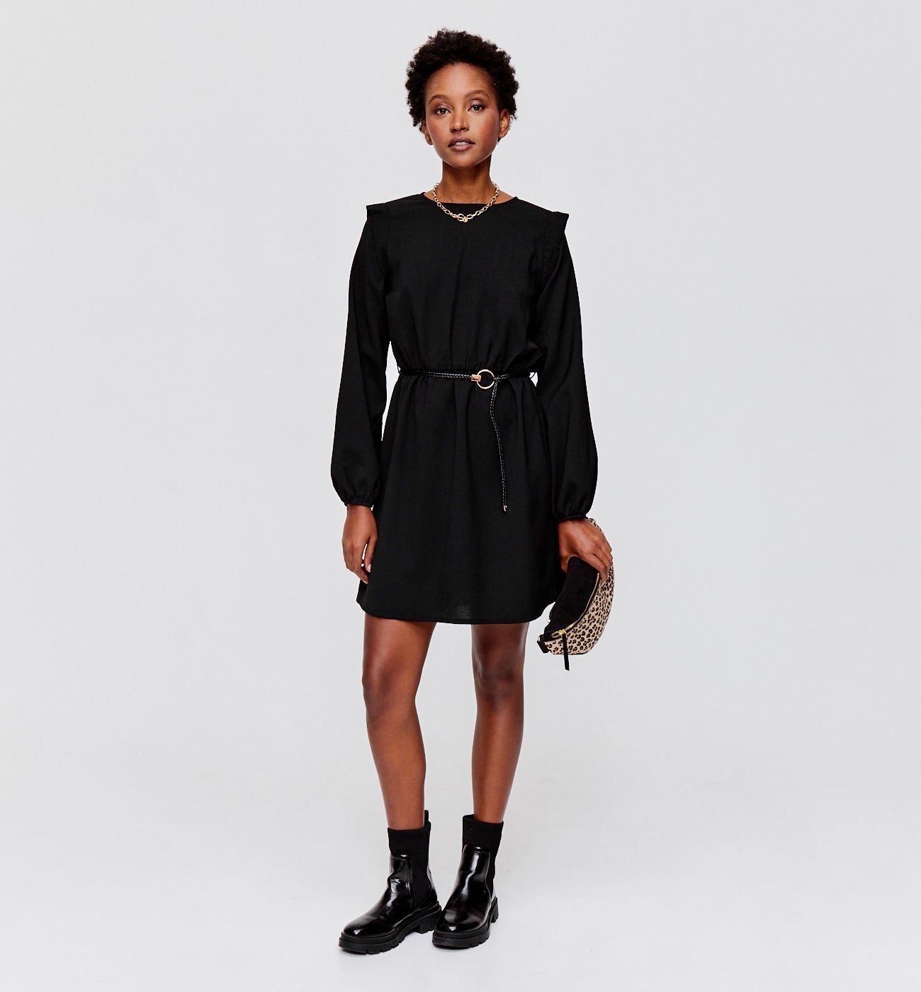 Robe unie ceinturée Femme