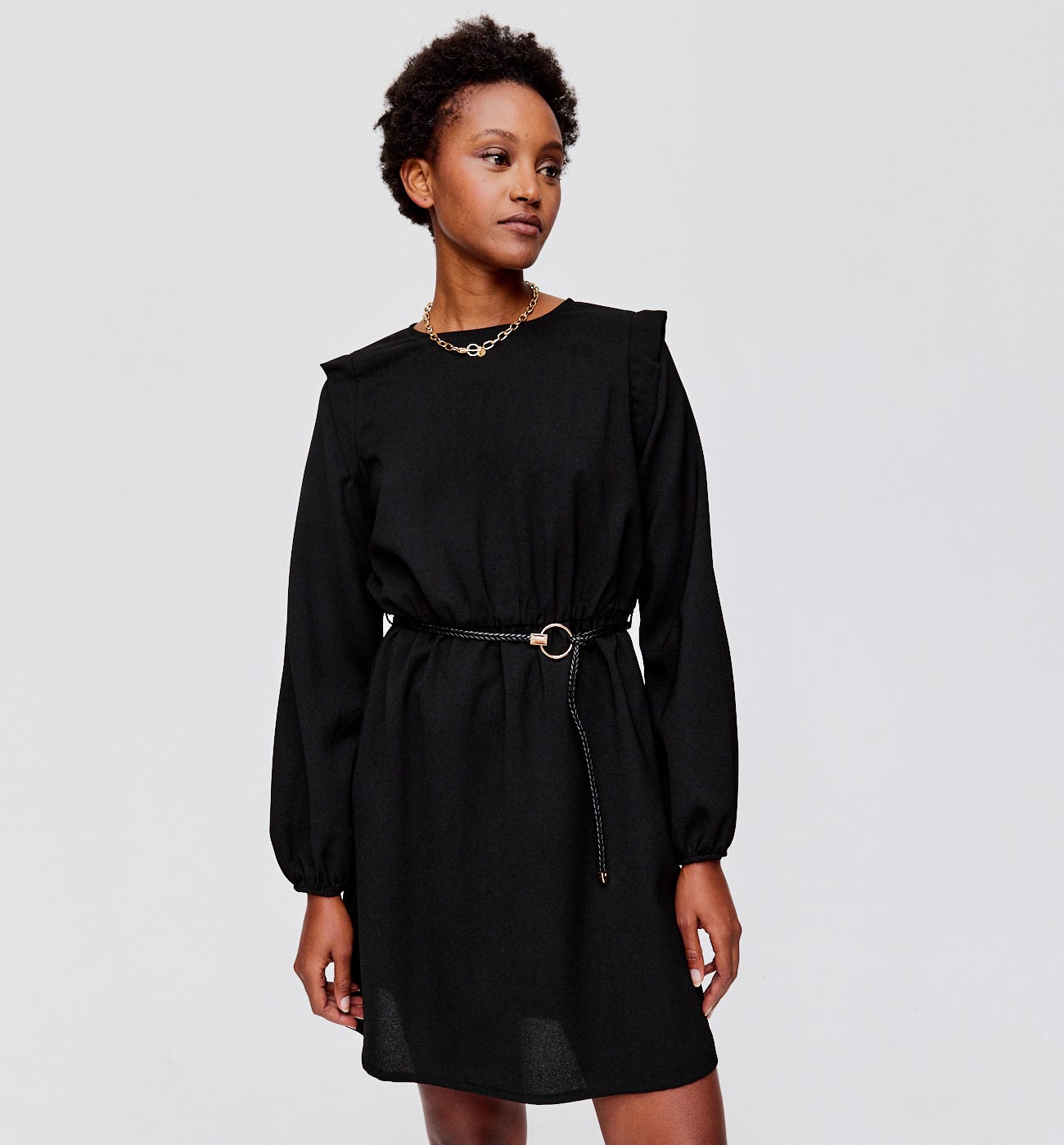 Robe unie ceinturée Femme