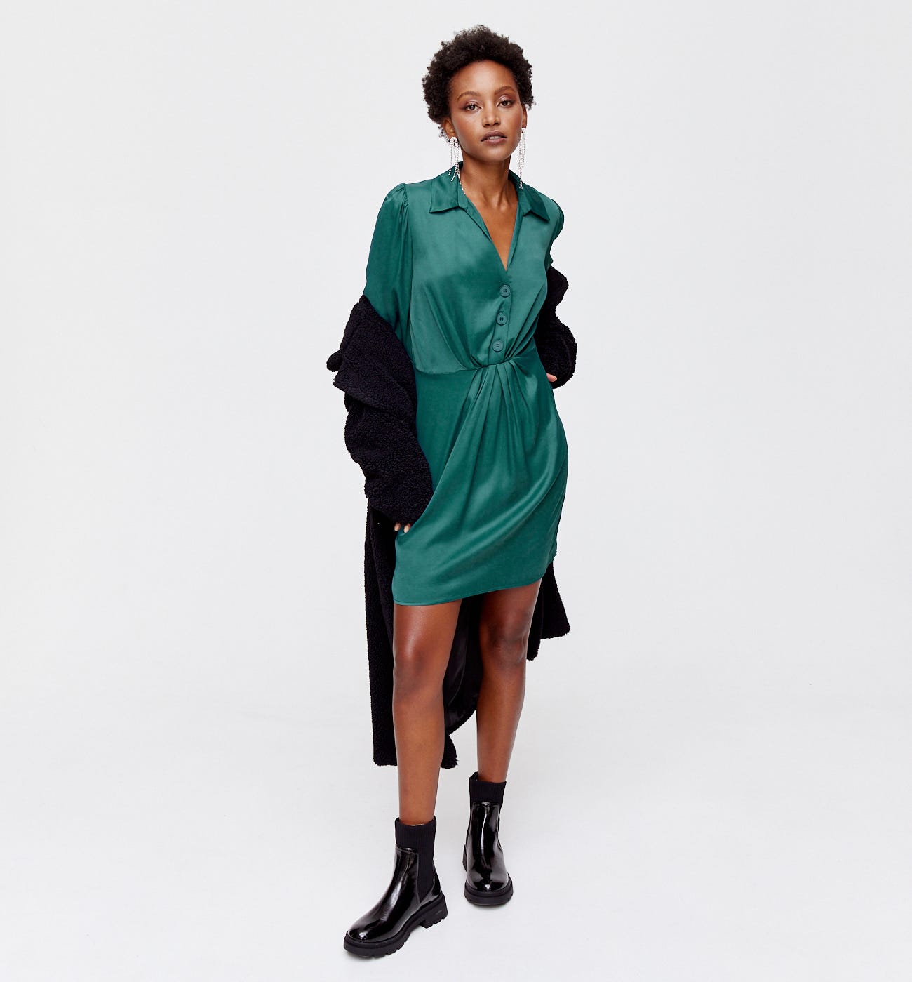 Robe courte en satin Femme