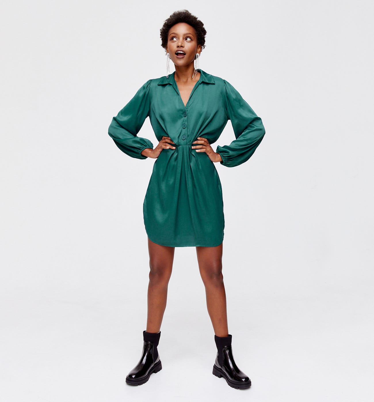 Robe courte en satin Femme