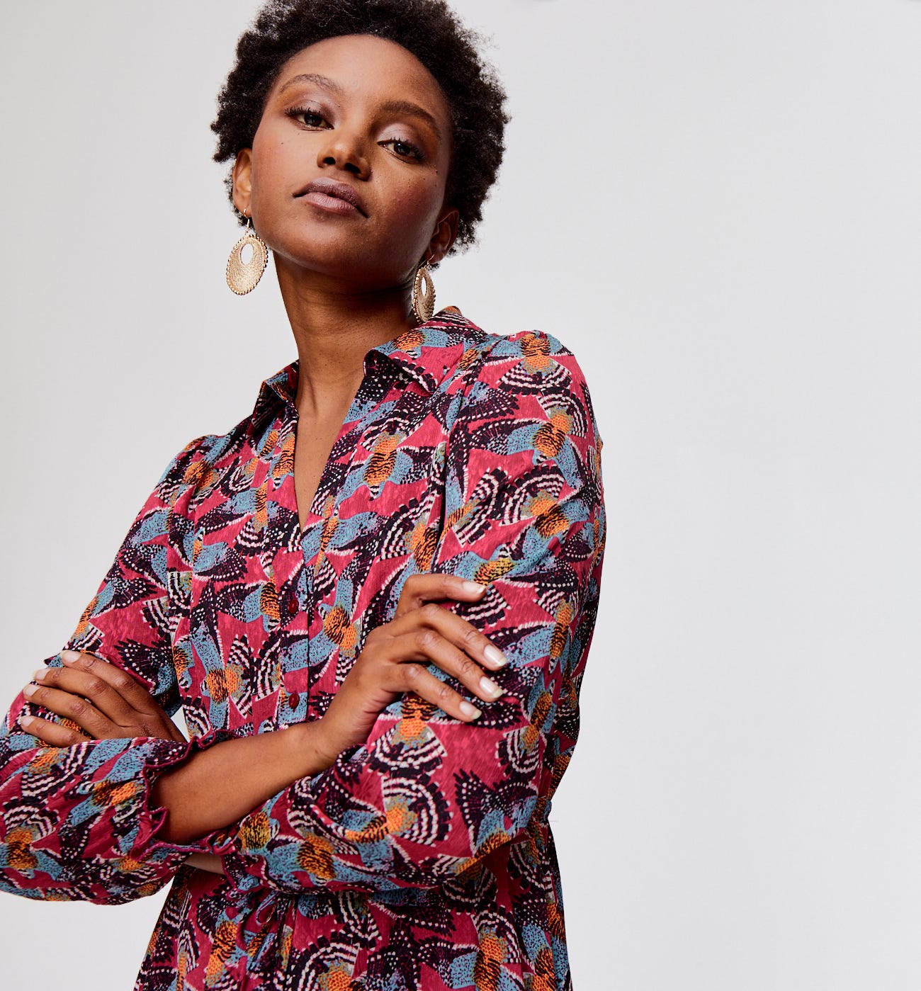 Patterned shirt dress