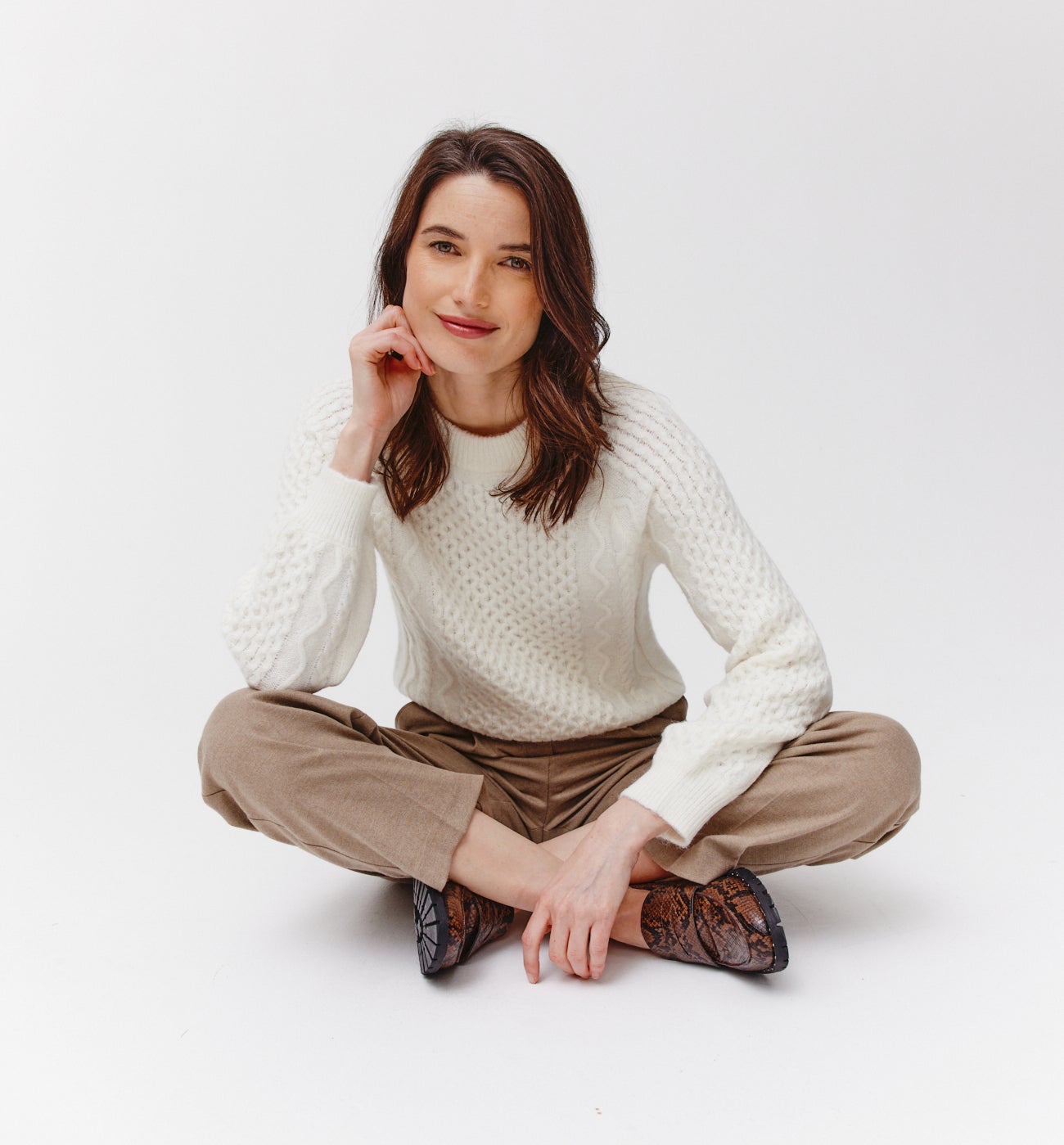 Fancy cable knit jumper - Ecru