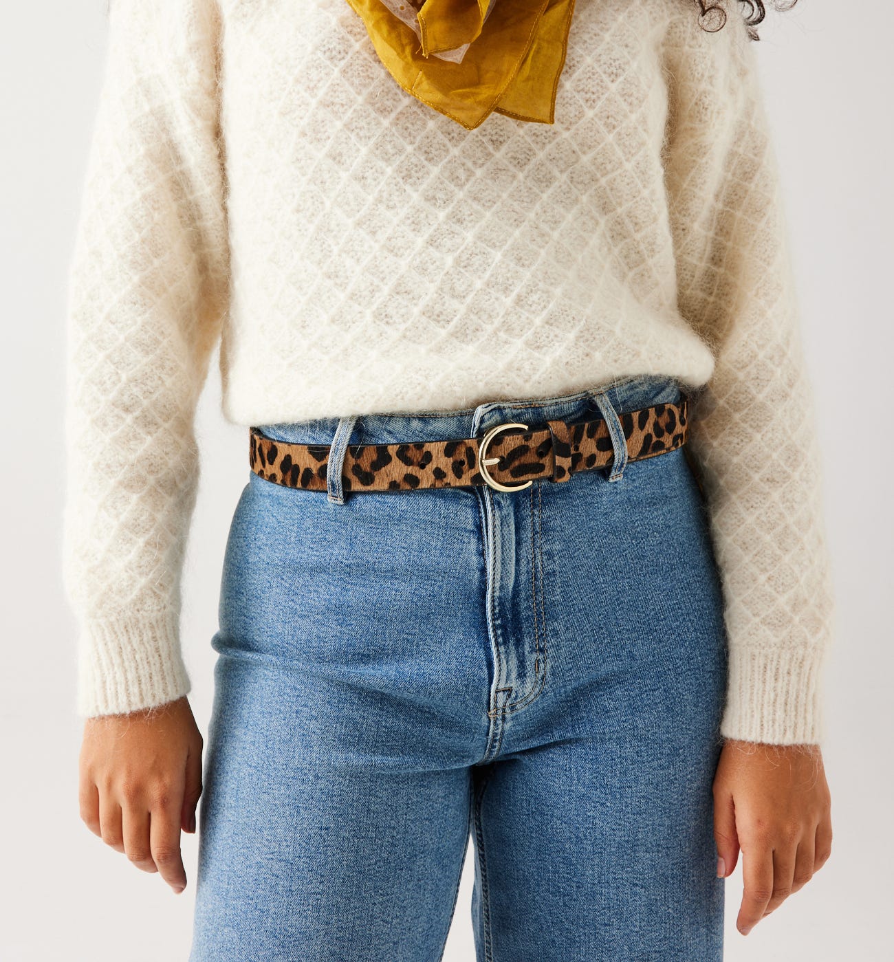 Ceinture en cuir motif léopard