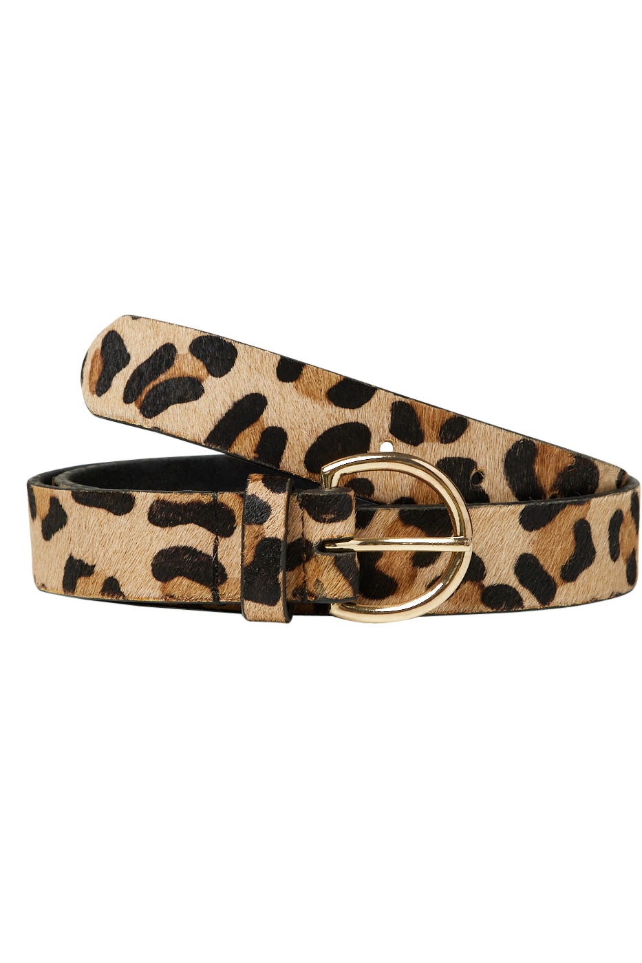 Leather leopard pattern belt