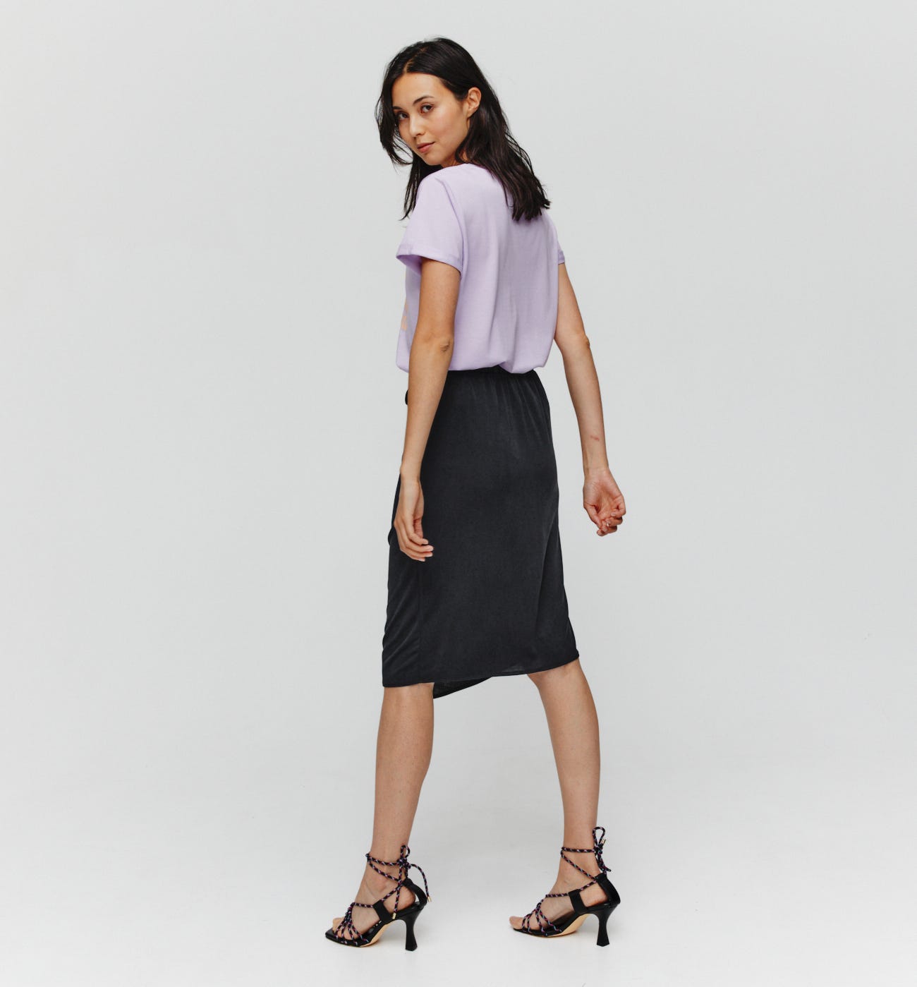 Jersey midi length skirt