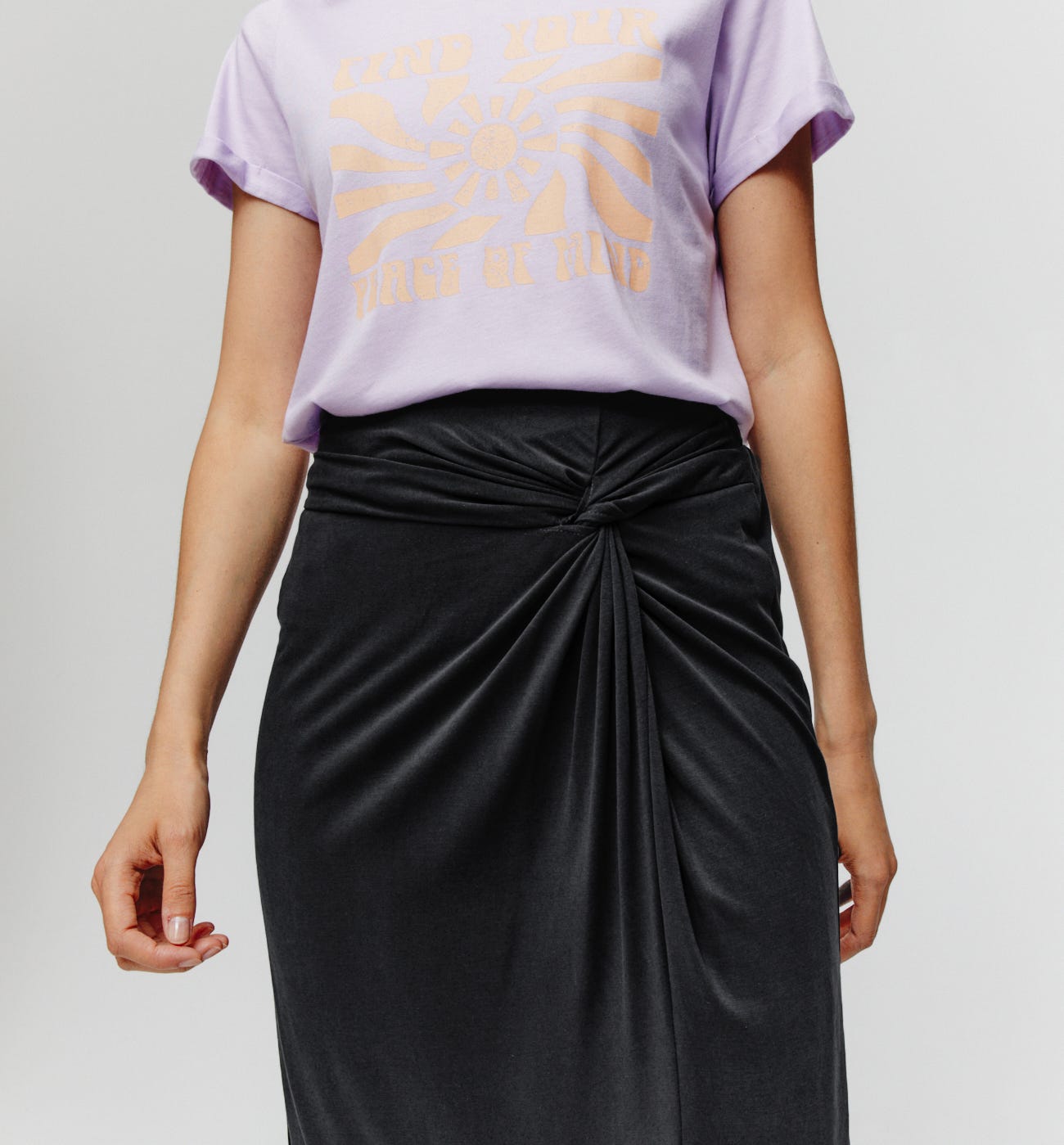 Jersey midi length skirt