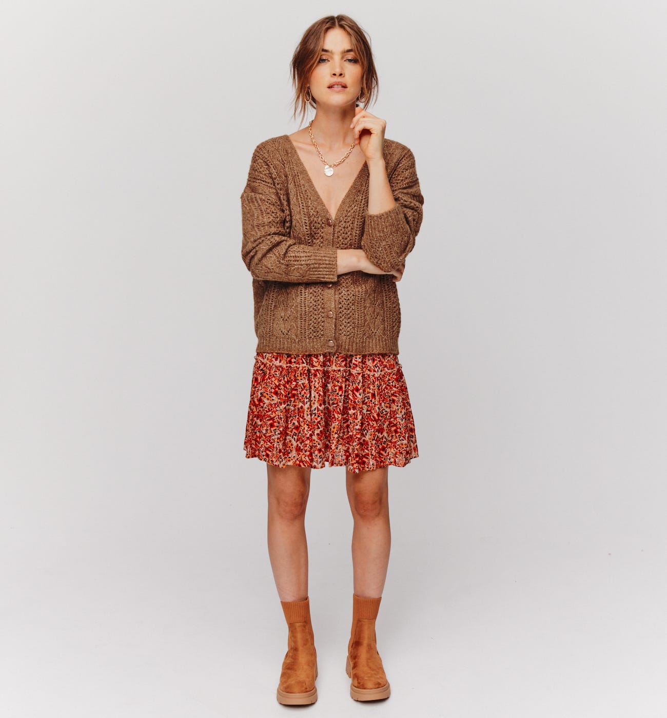 Cable knit cardigan