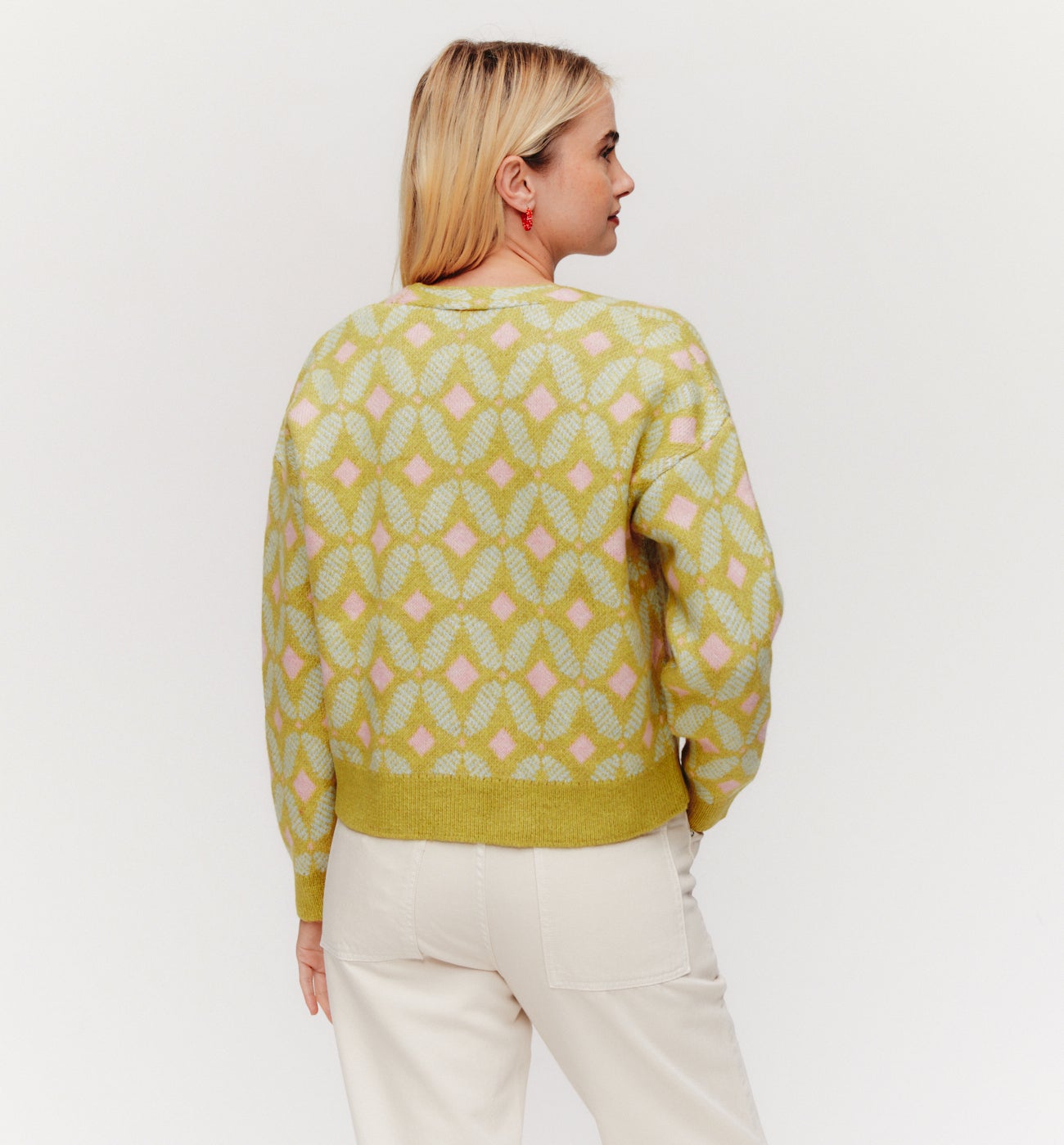 Jacquard cardigan - Yellow-green prints