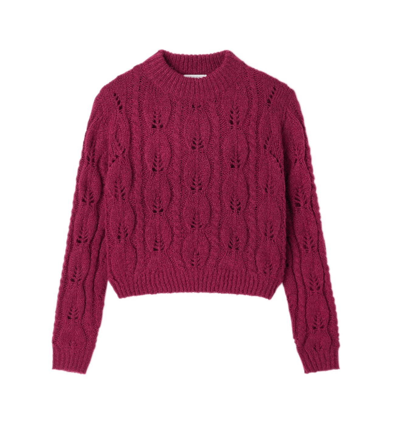 Kurzer Pullover mit Zopfmuster