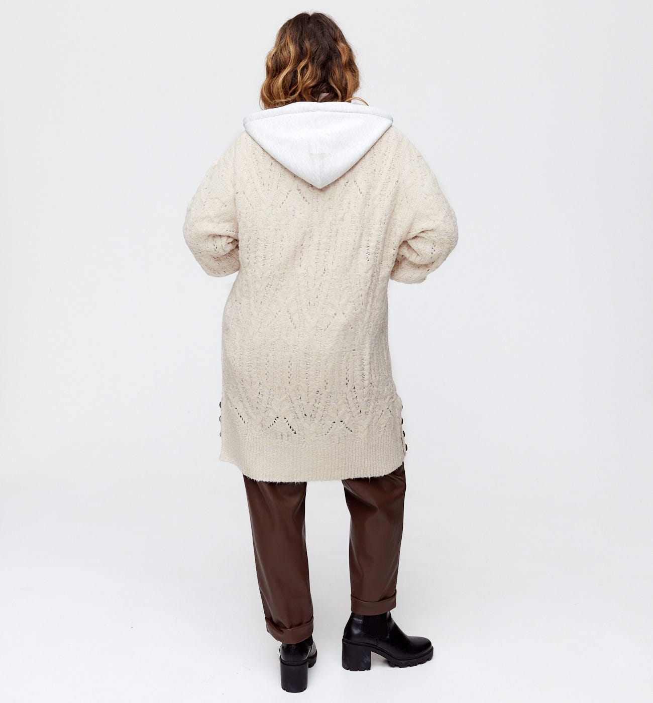 Maxi cardigan con cappuccio