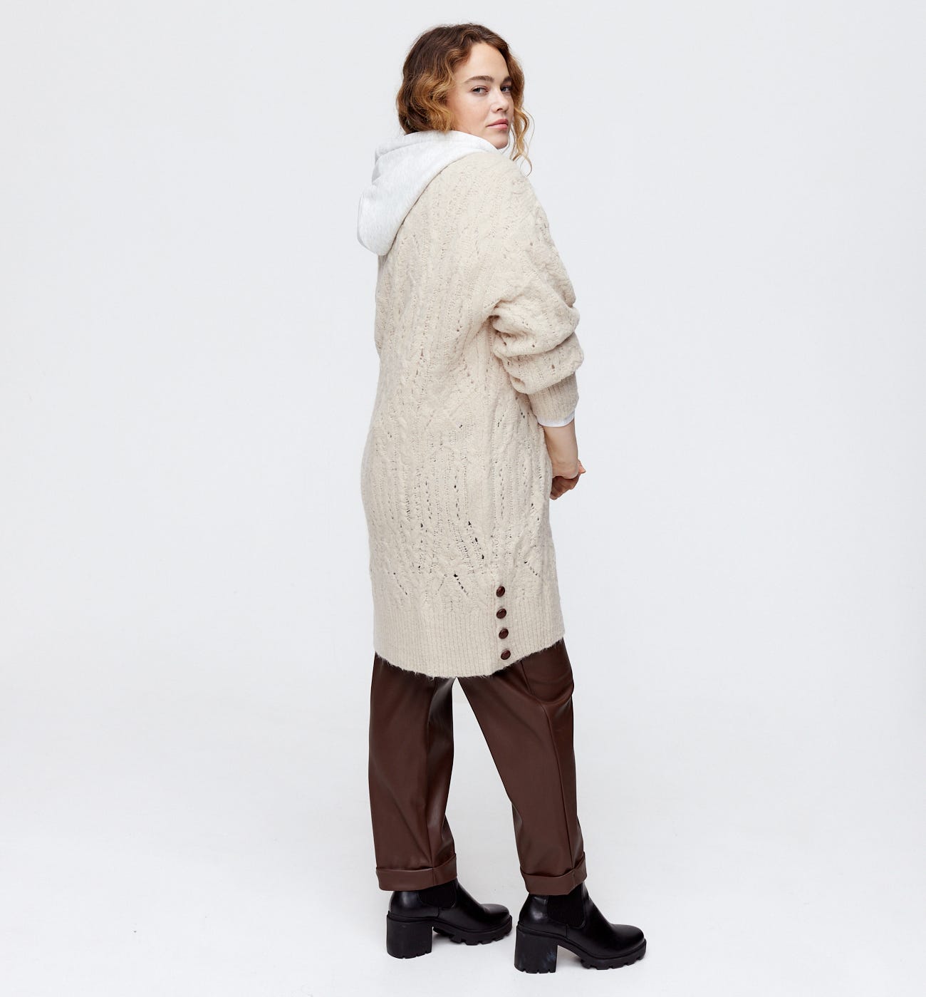 Long gilet à capuche Femme