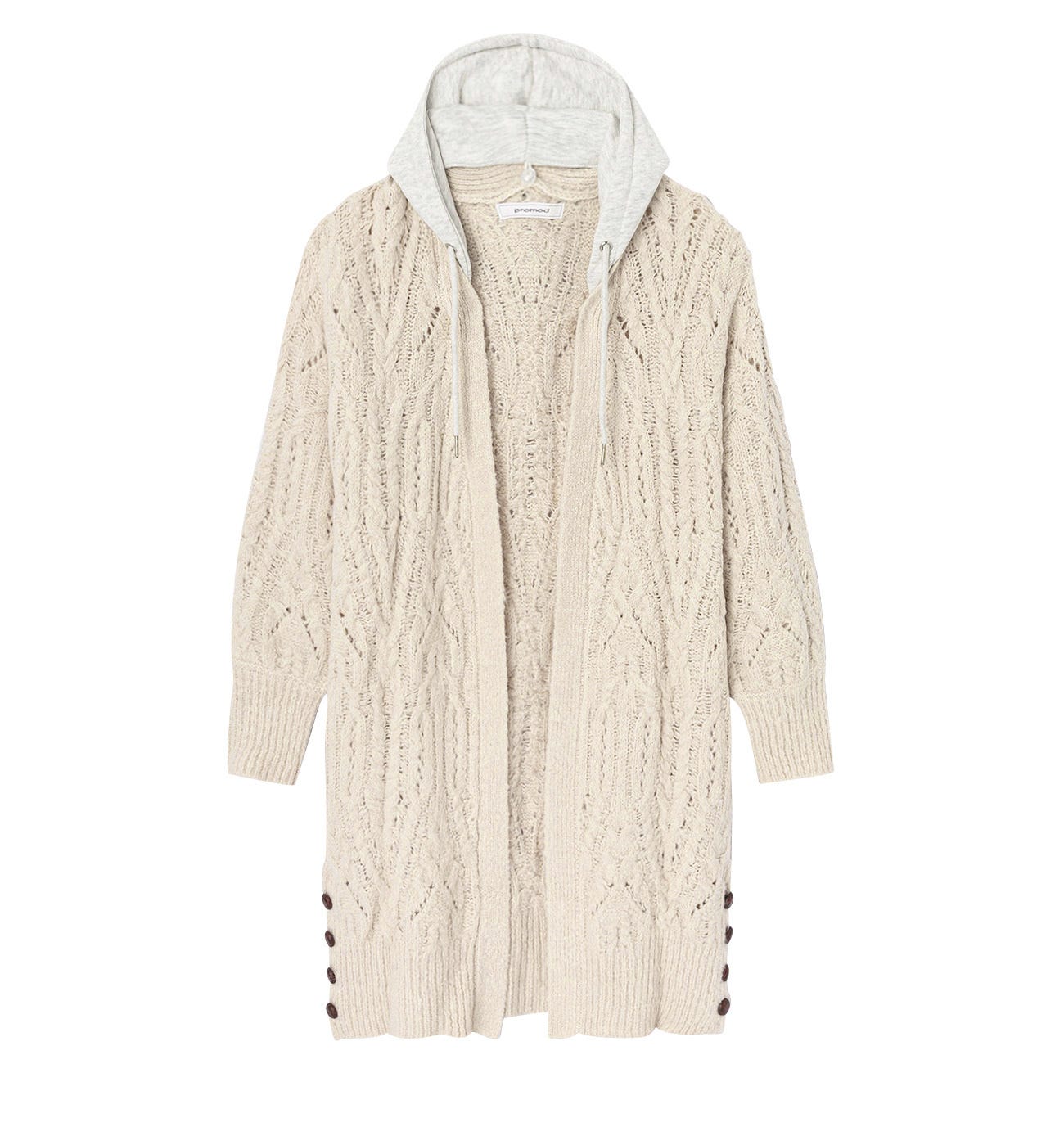 Maxi cardigan con cappuccio