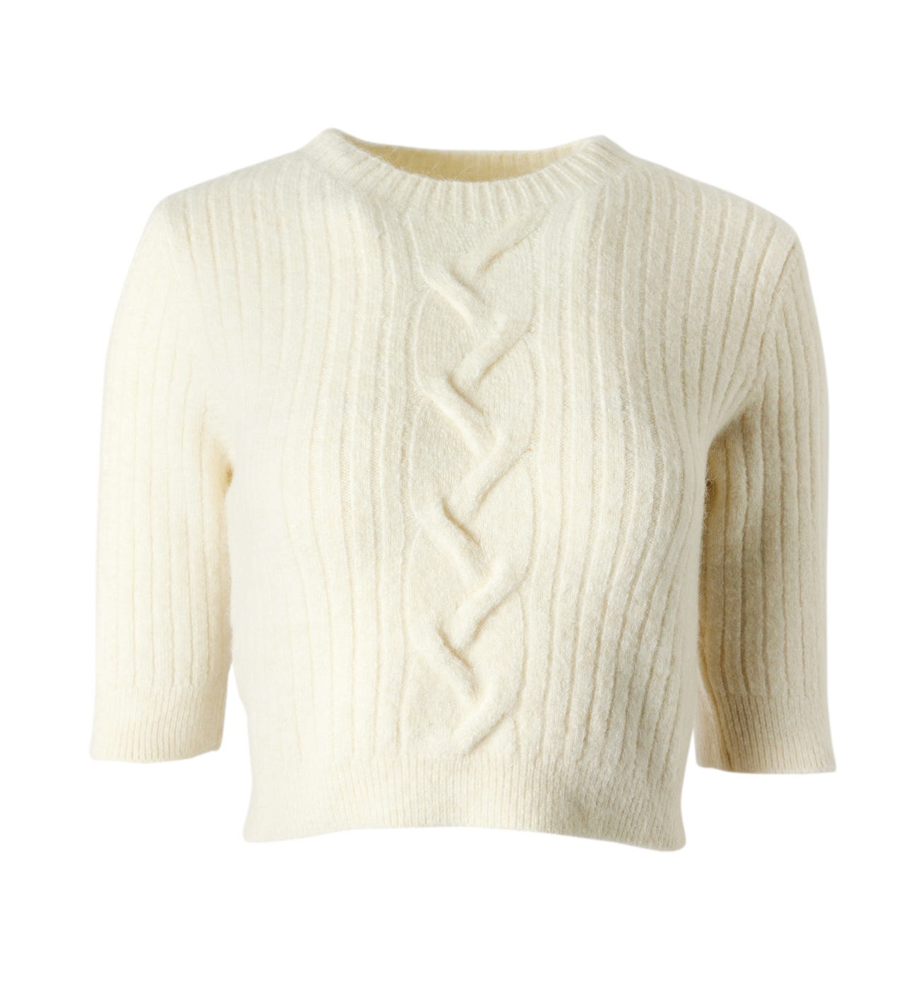 19291 Crew Neck Patterned Jumper - Ecru
