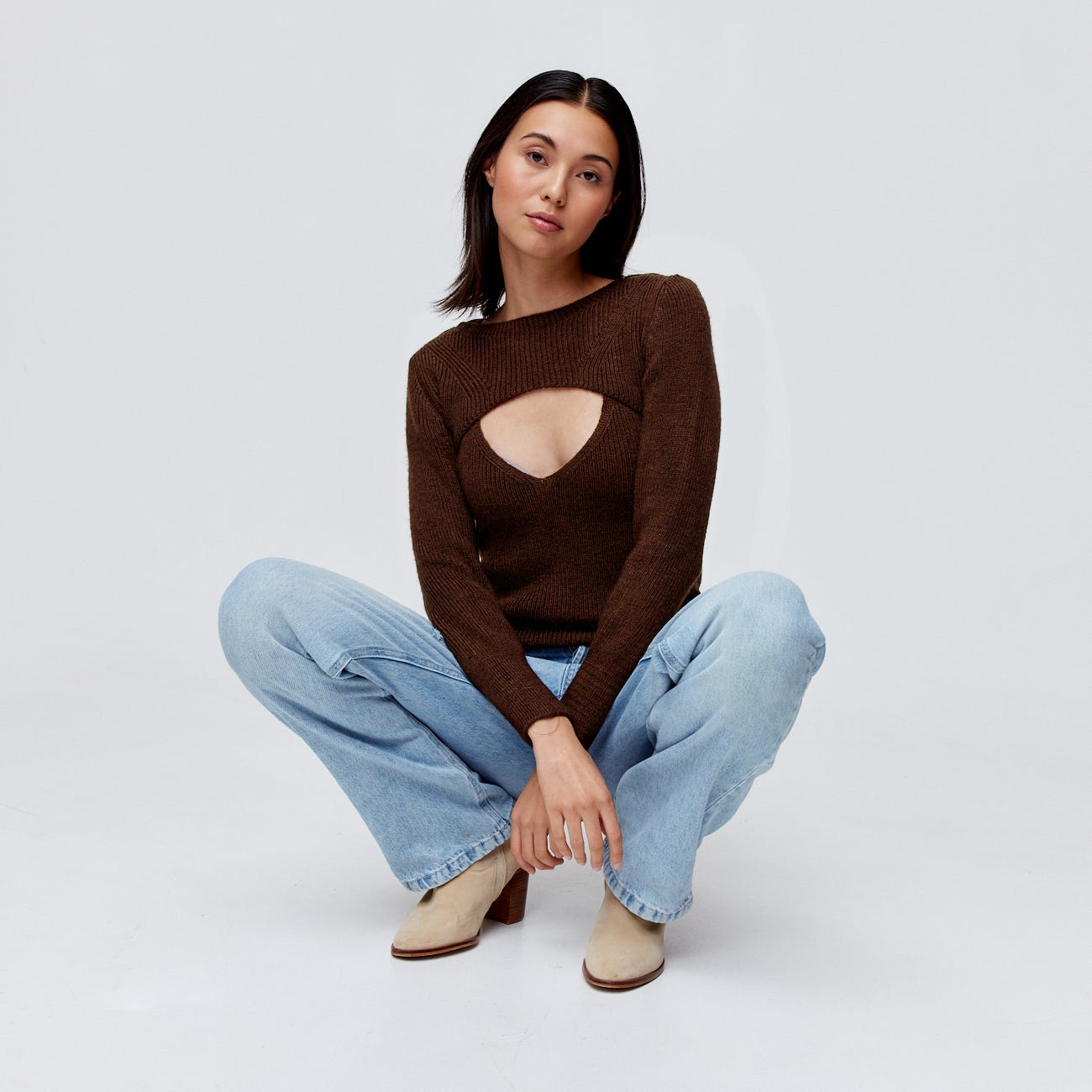 Cut-out ribbed jumper / bolero