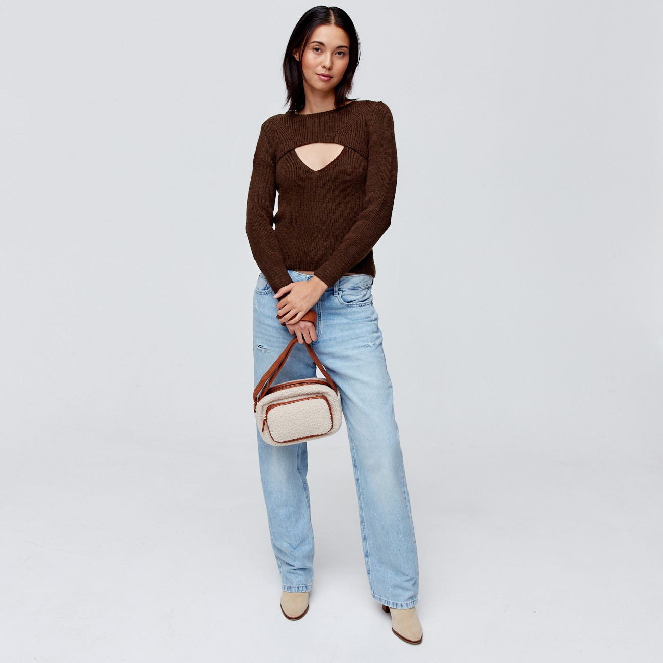 Cut-out ribbed jumper / bolero