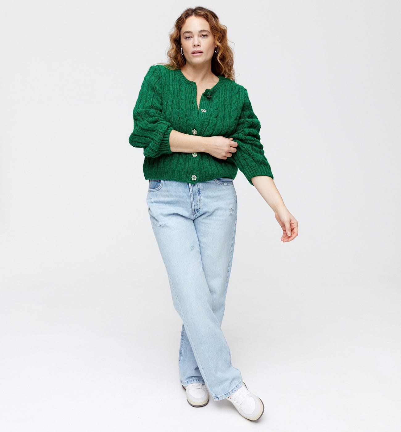 Kurz-Cardigan mit Zopfmuster