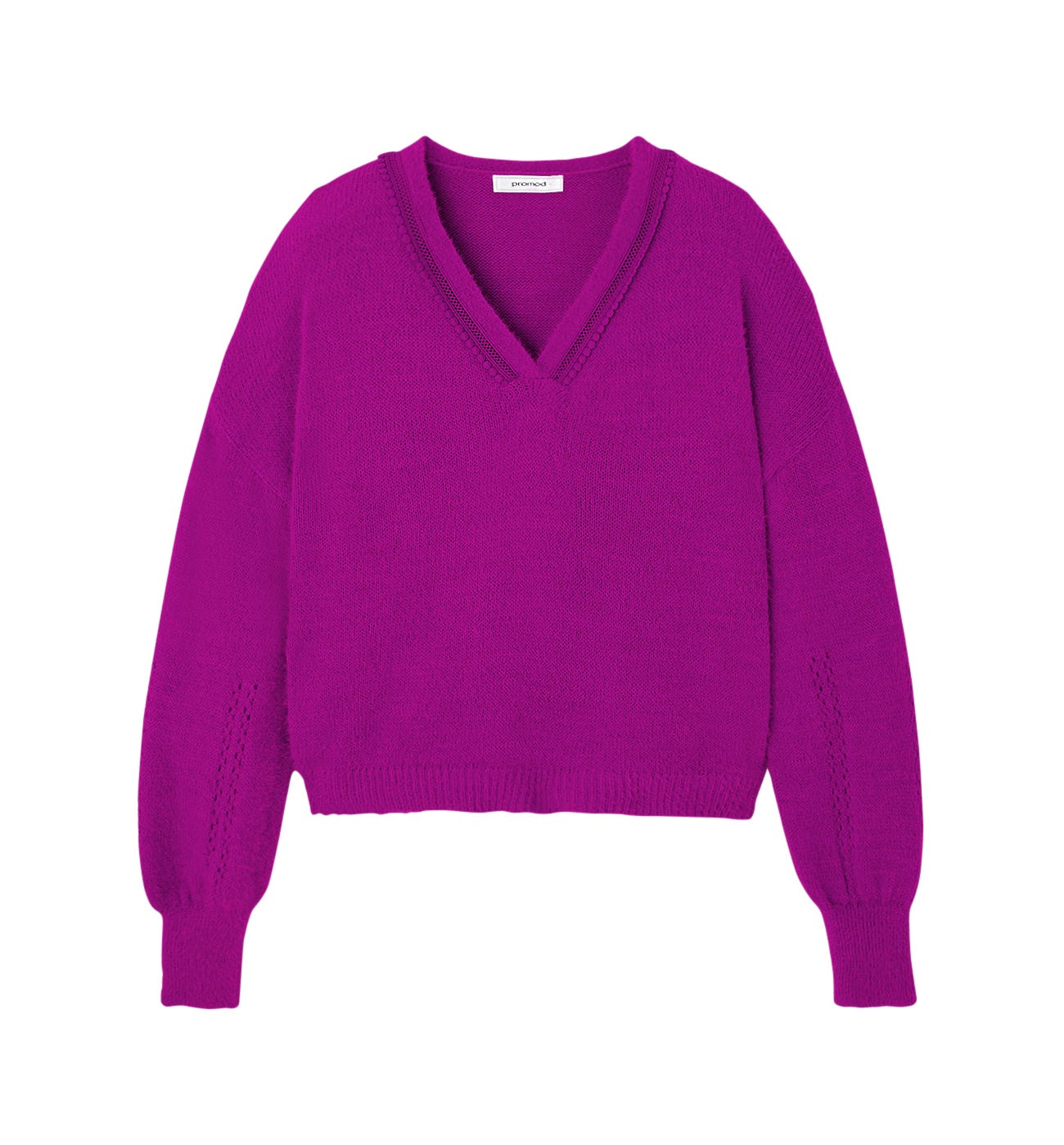 Sweter z haftowanym kołnierzem