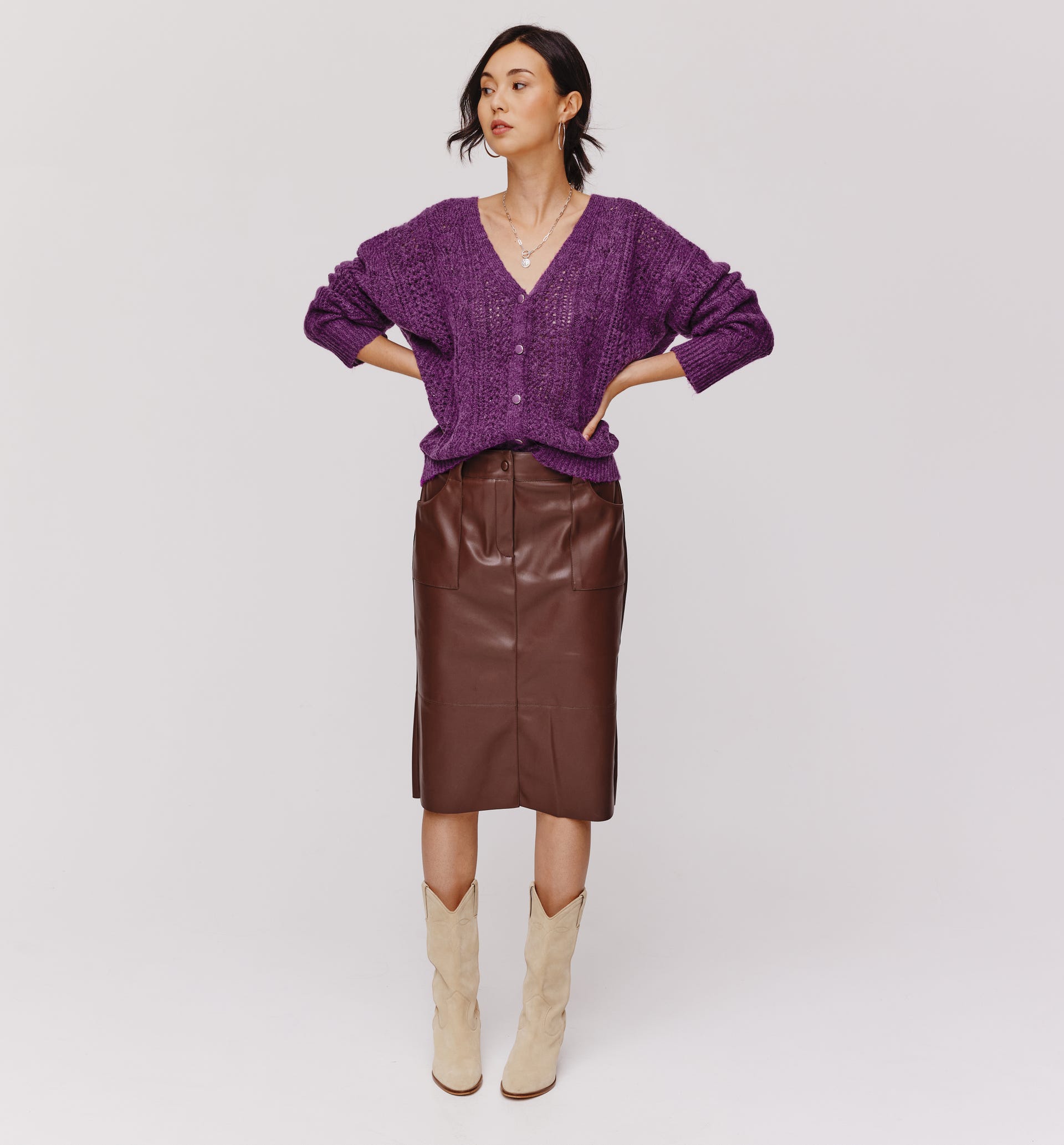 Gilet maille torsadée Femme