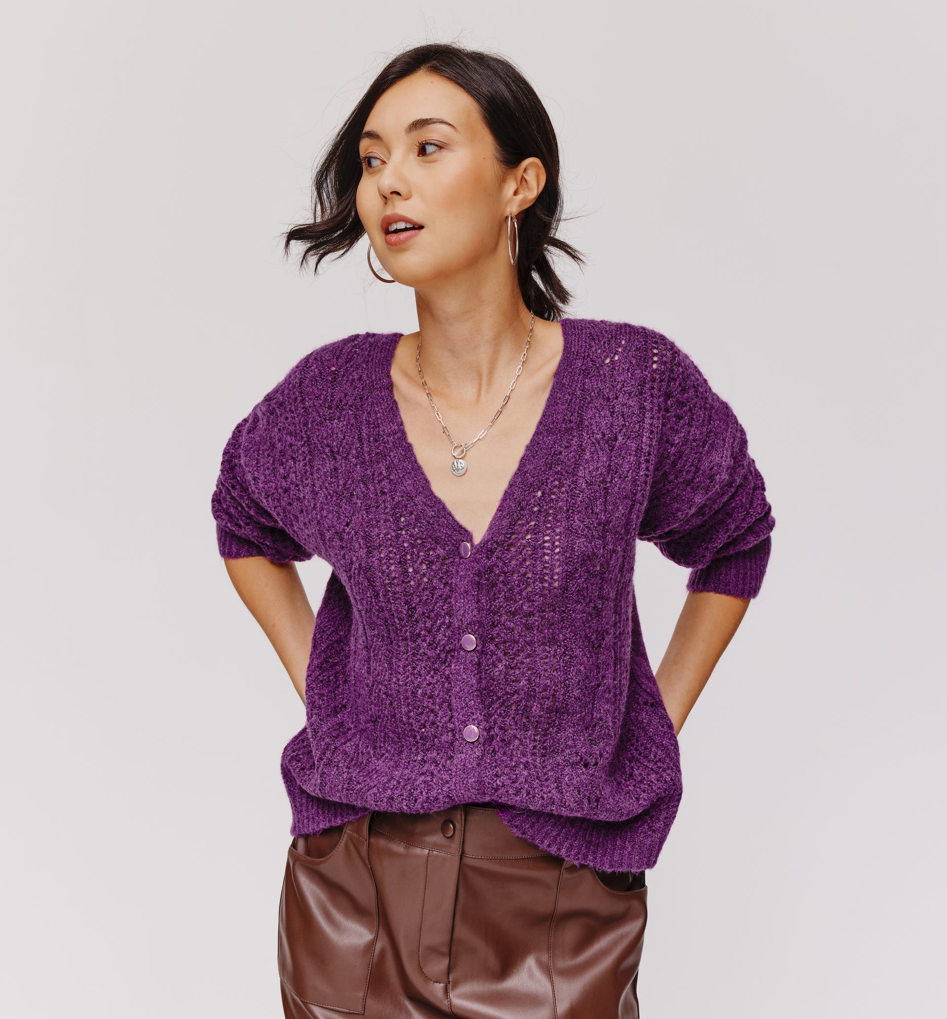 Gilet maille torsadée Femme