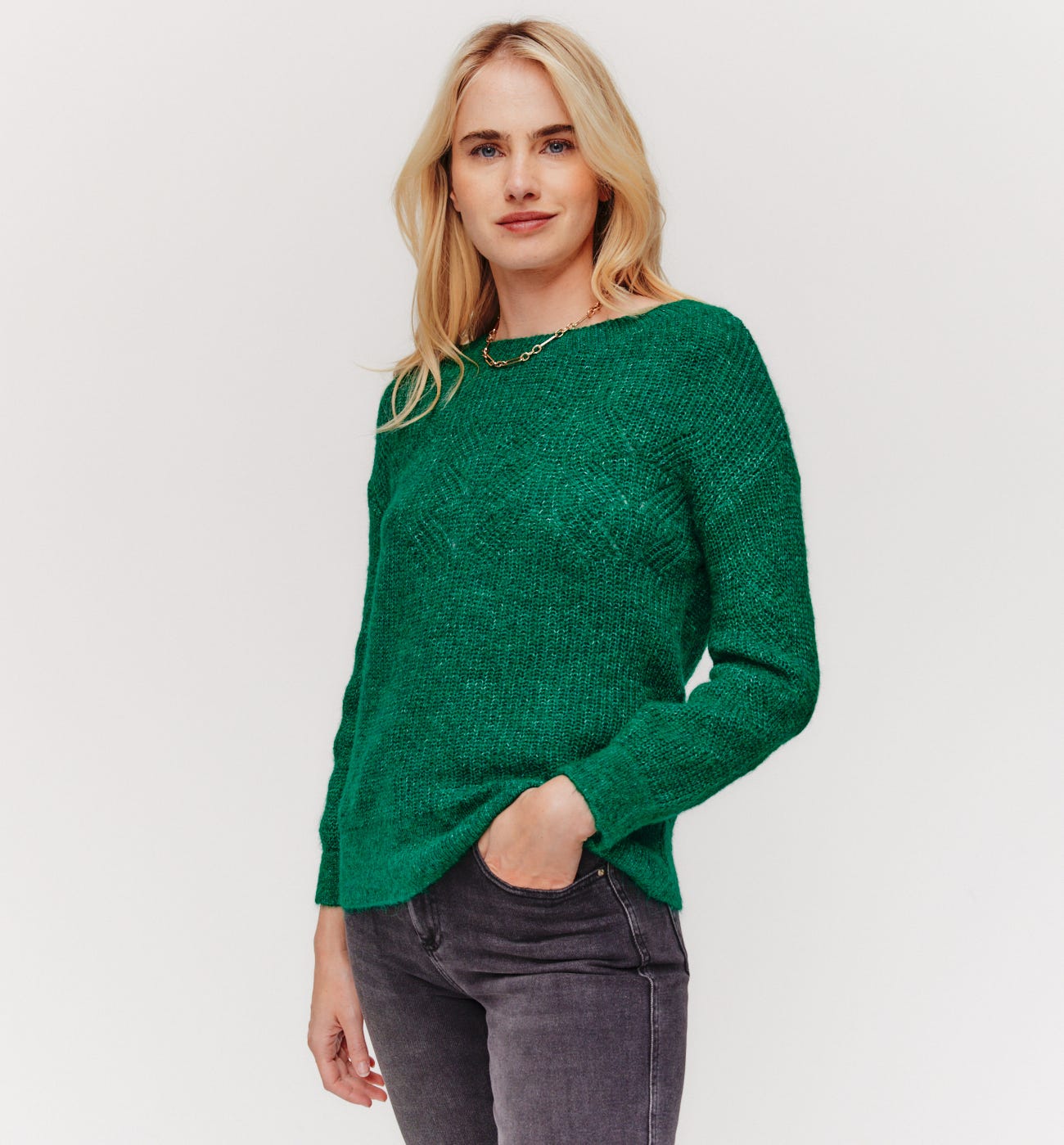 Cable knit rib jumper