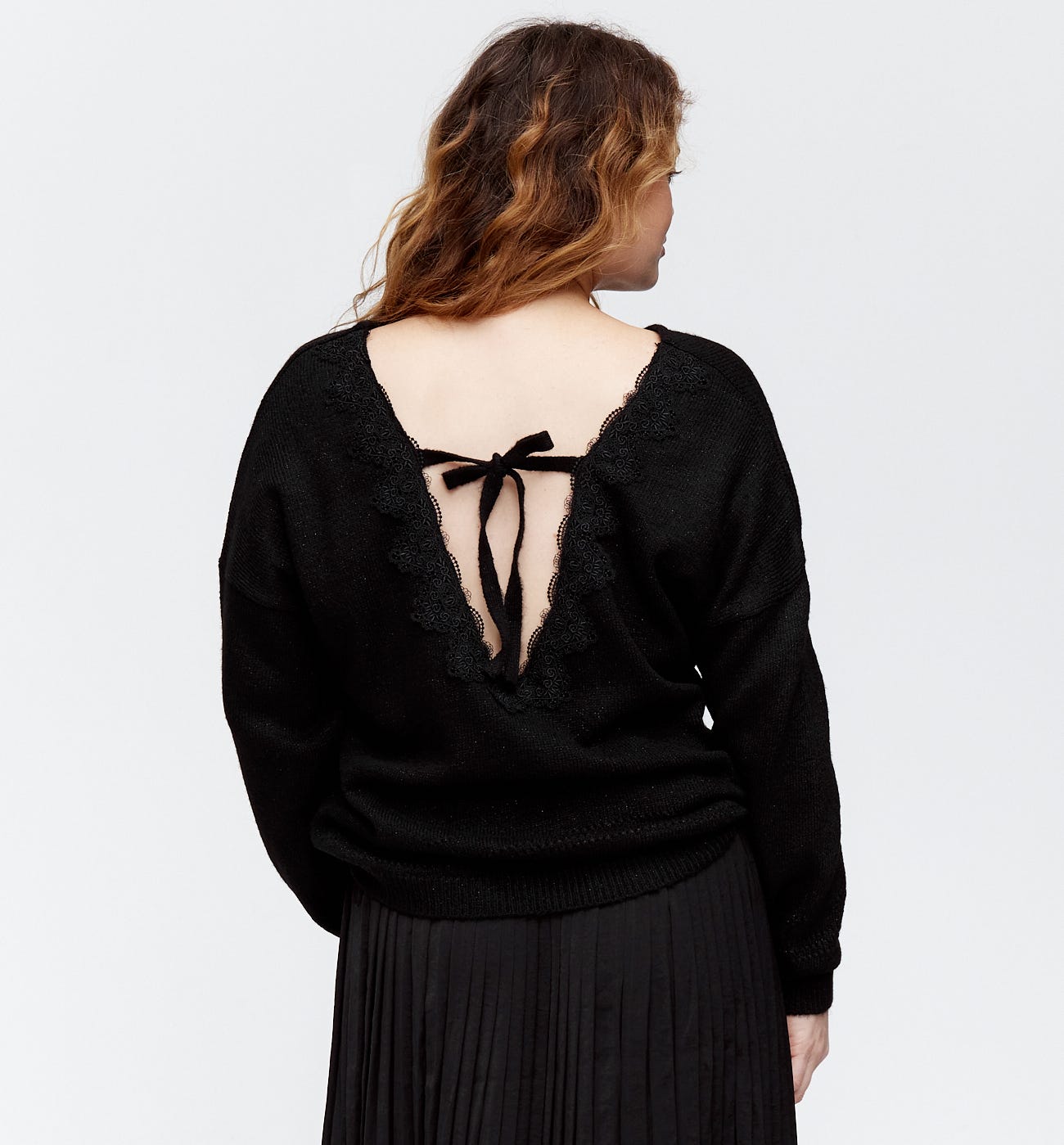 Maglia glitter dettaglio pizzo