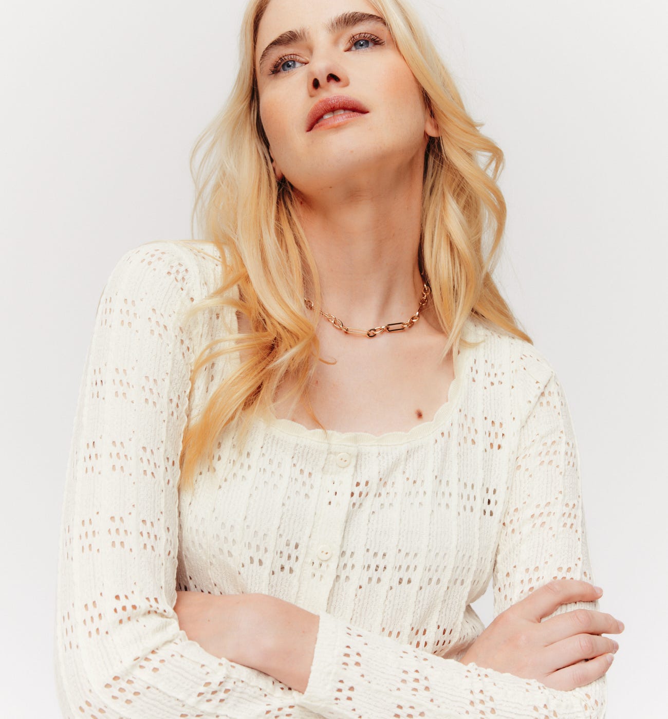 Cardigan corto a trafori