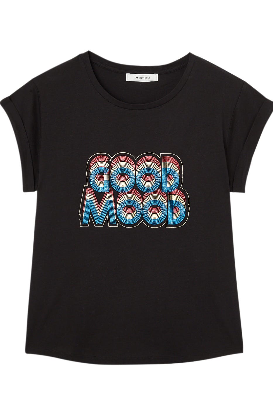 T-shirt à texte pailleté Femme