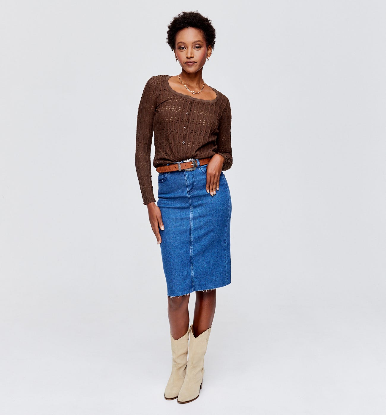 Short openwork cardigan
