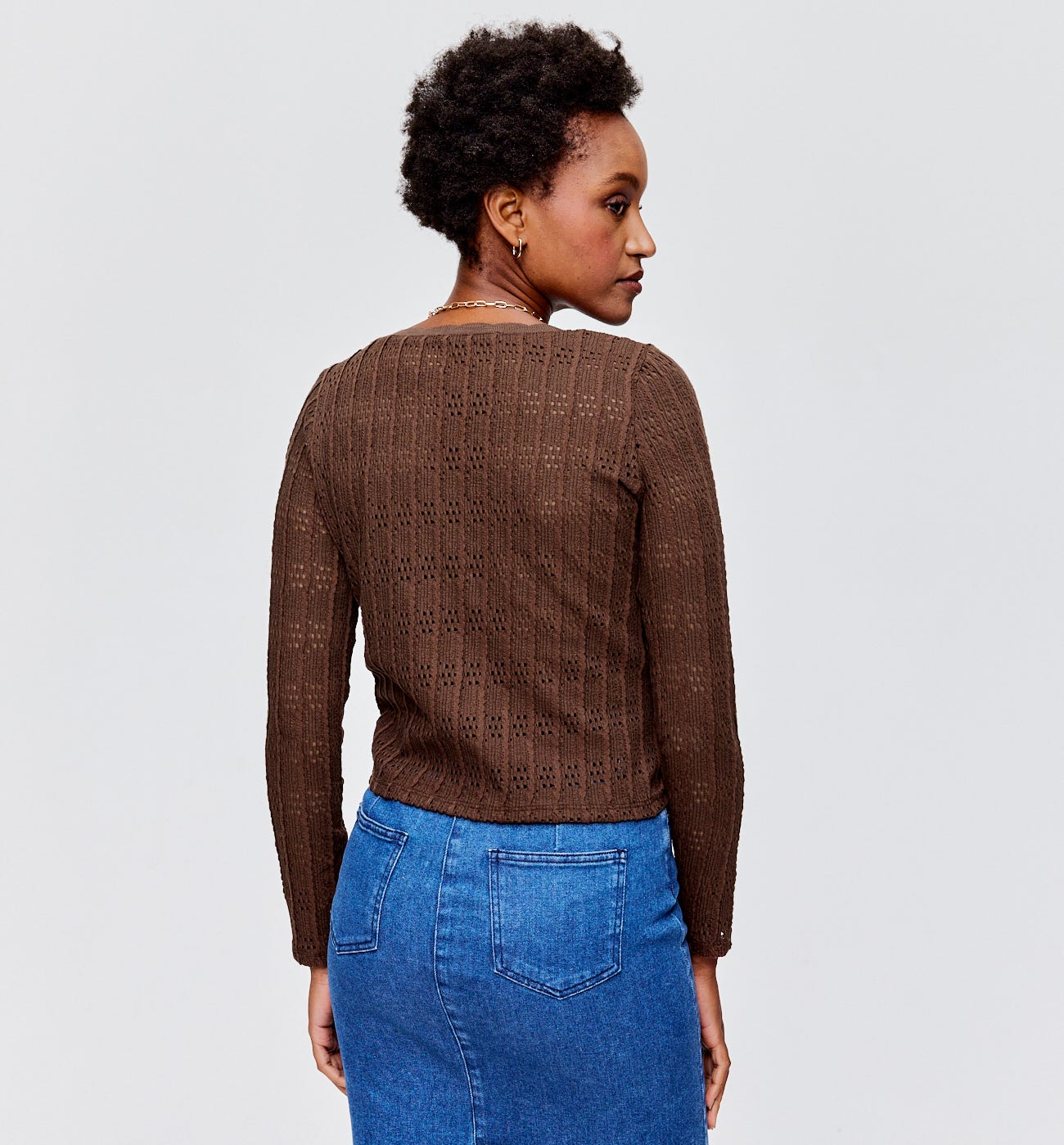Short openwork cardigan