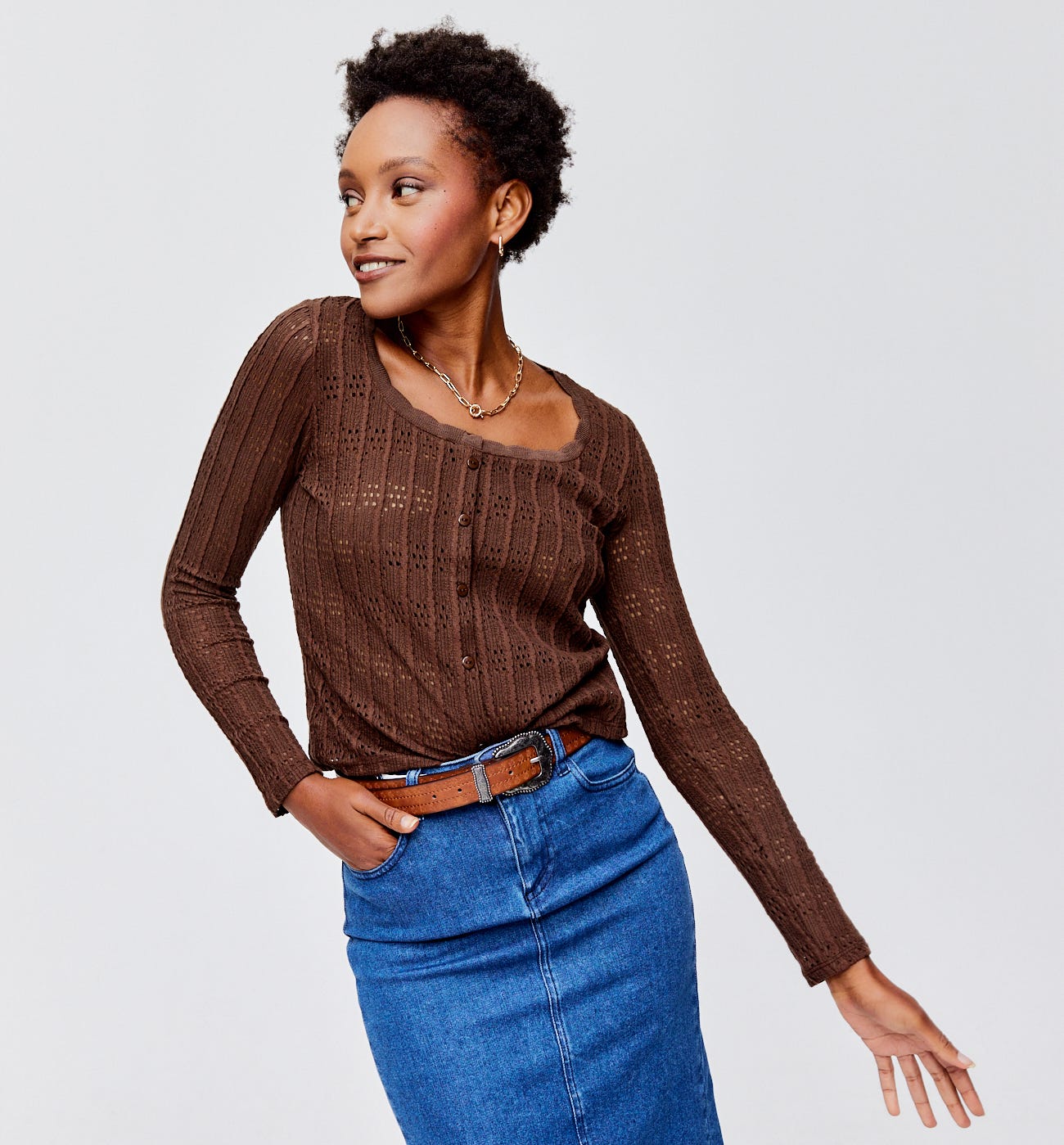 Short openwork cardigan