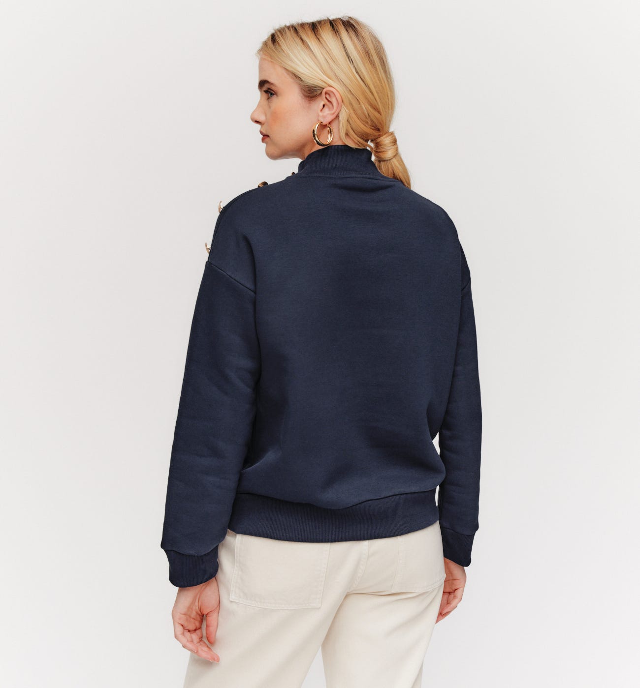 Button neck sweatshirt